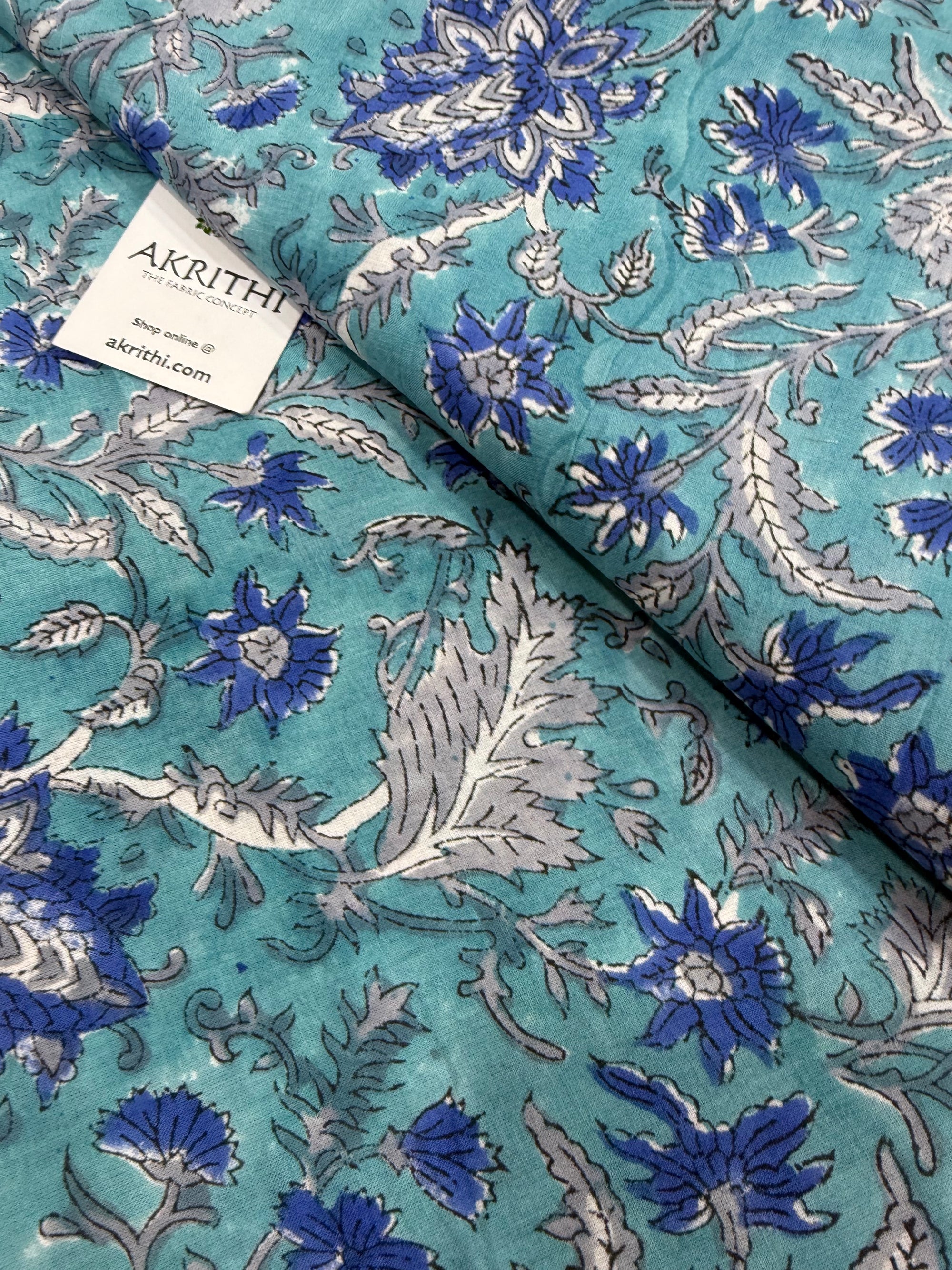 Hand block pure cotton fabric