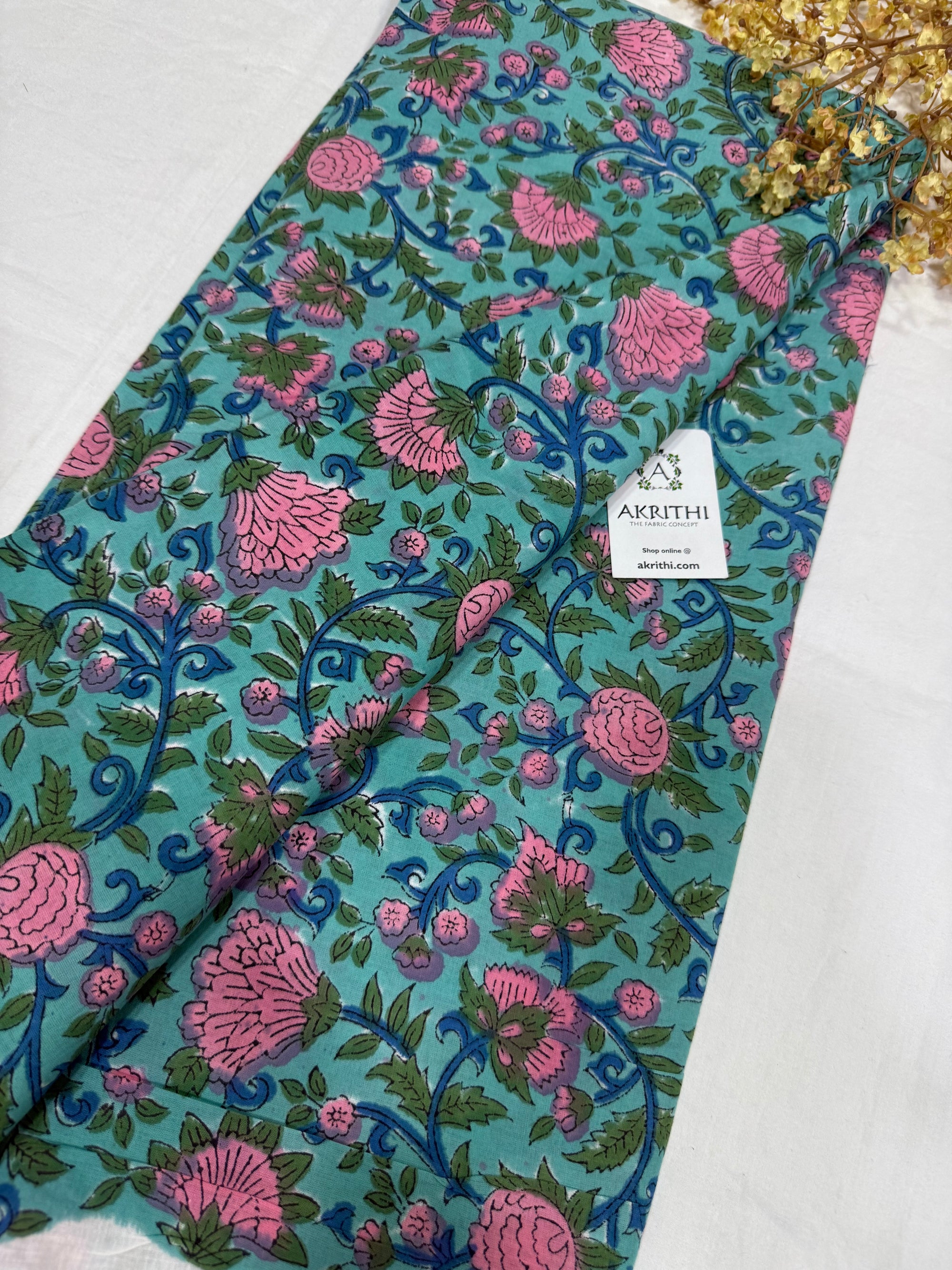 Hand block pure cotton fabric 80 CM CUT