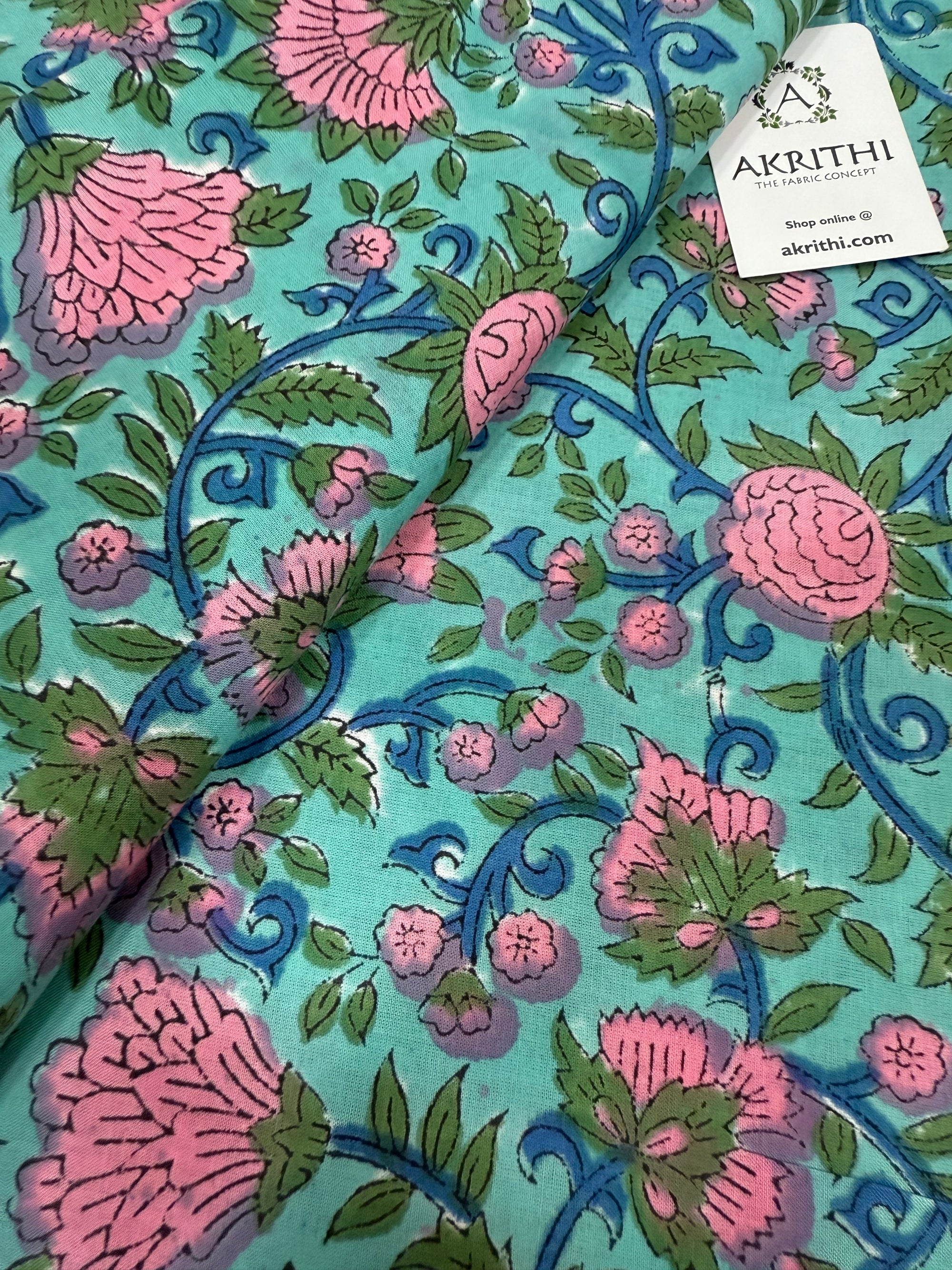 Hand block pure cotton fabric 80 CM CUT