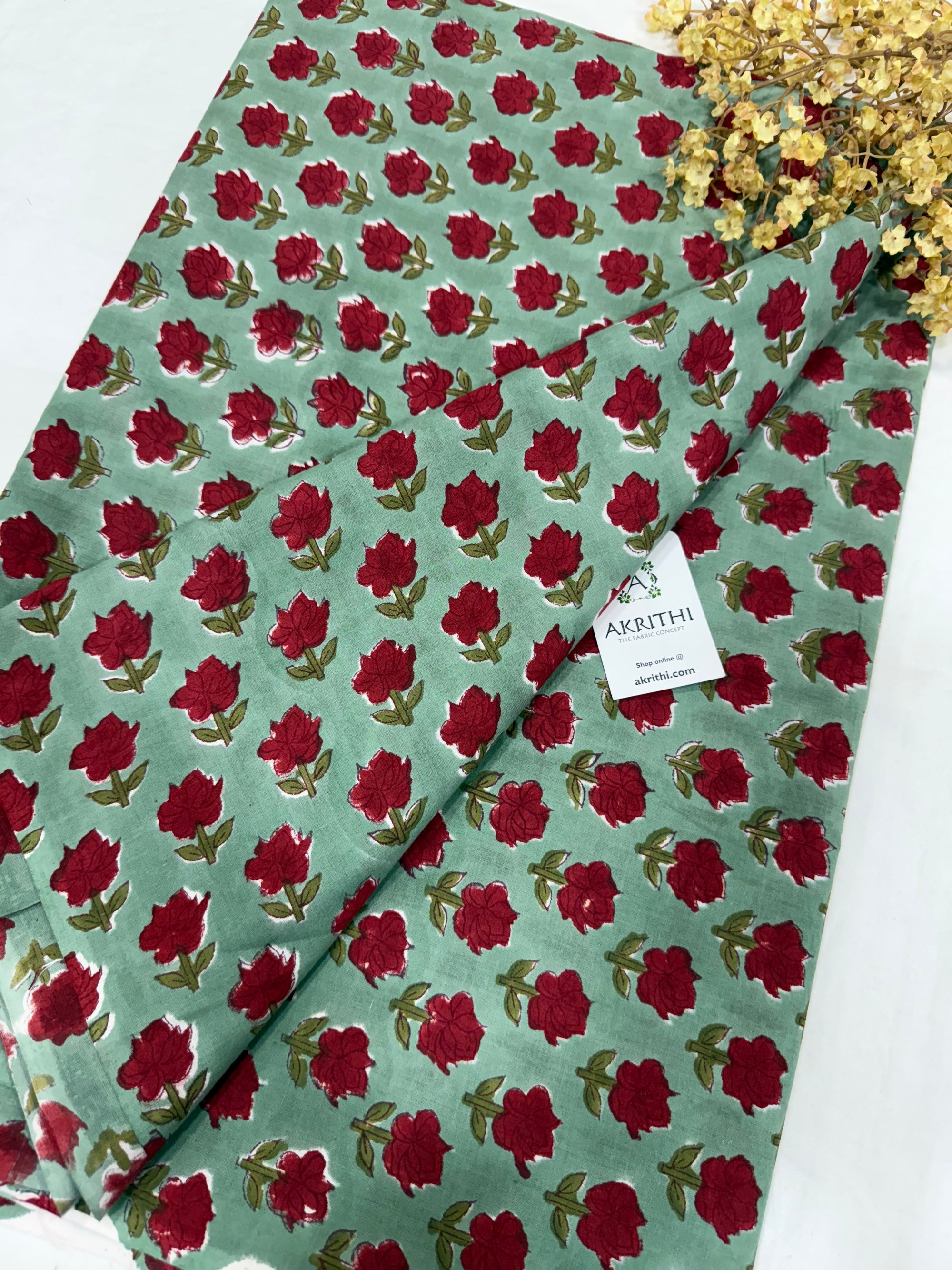 Hand block pure cotton fabric
