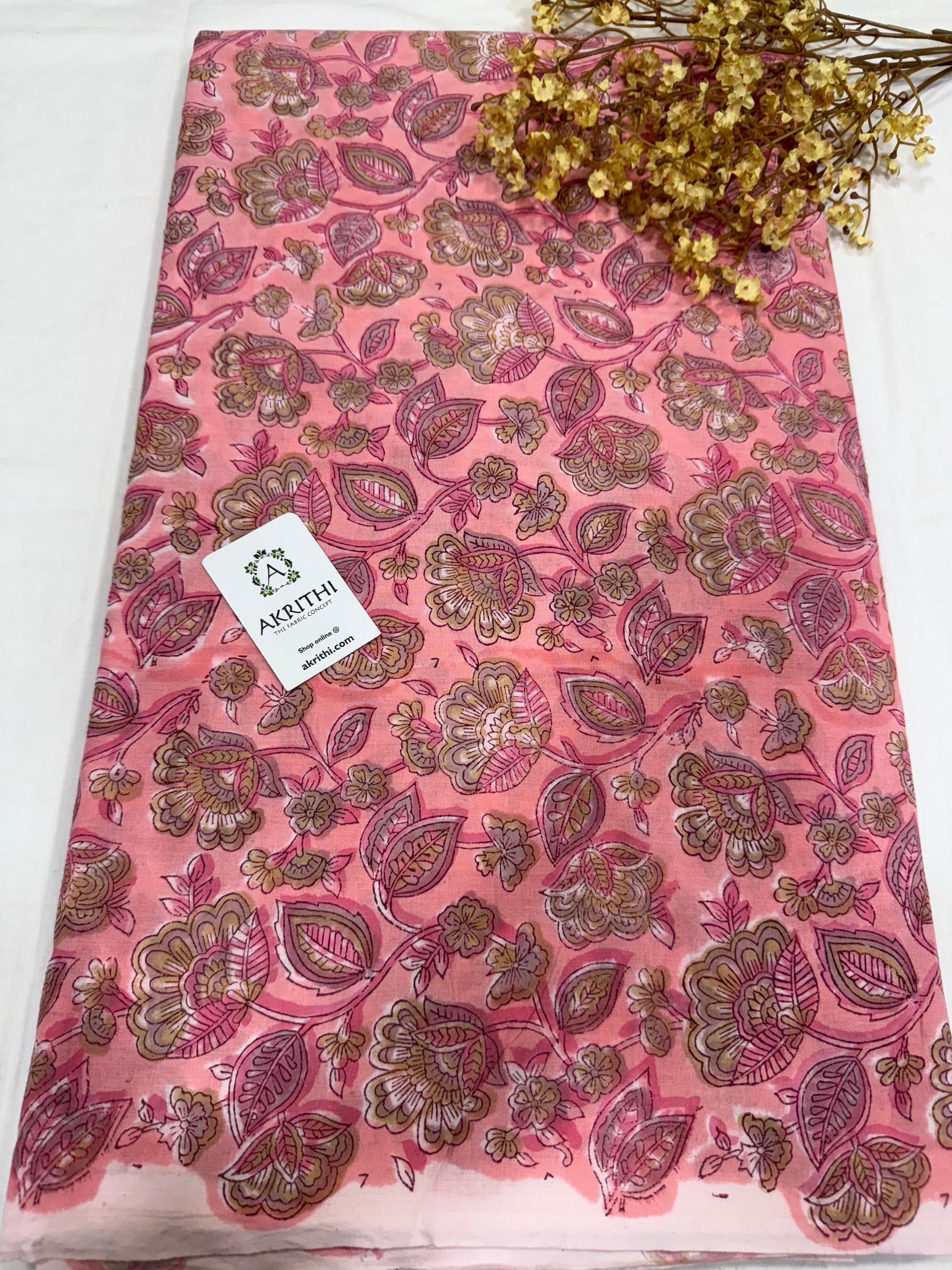 Hand block pure cotton fabric