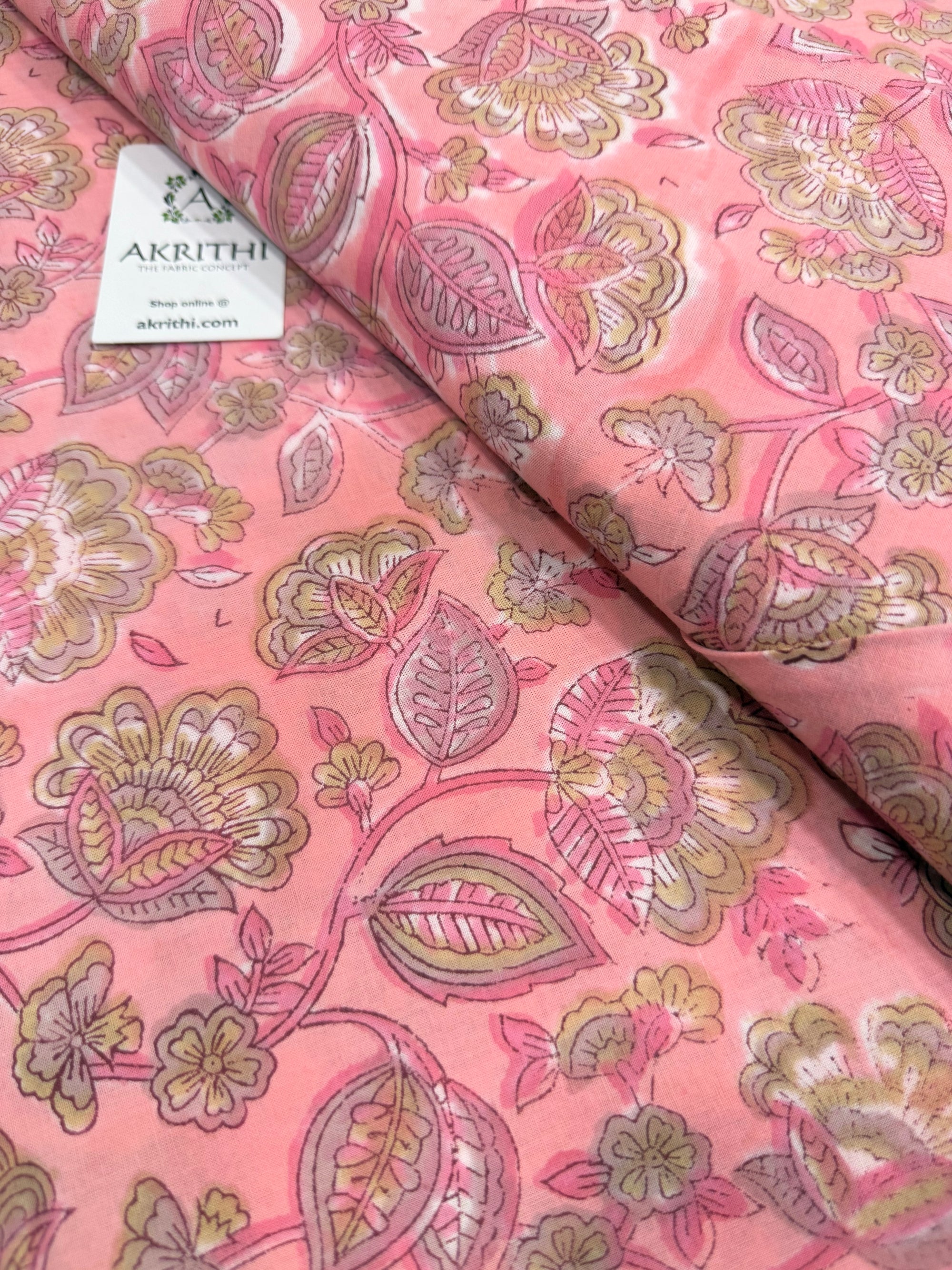 Hand block pure cotton fabric