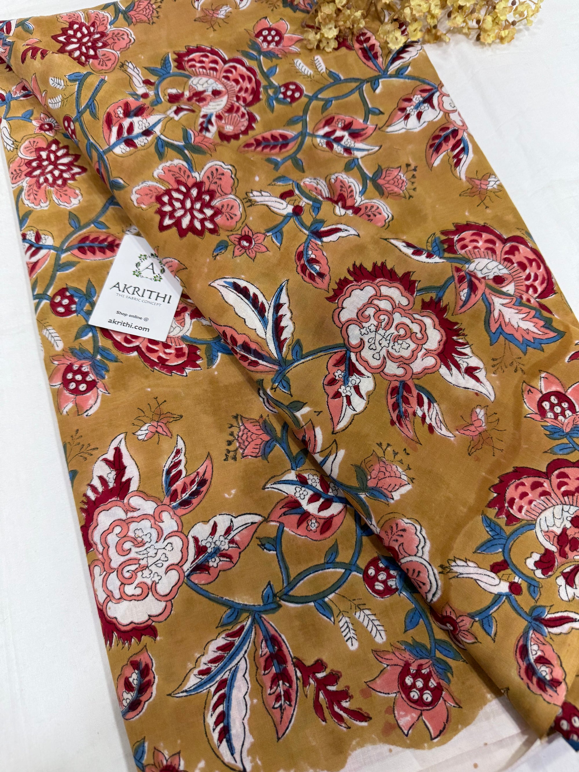 Hand block pure cotton fabric