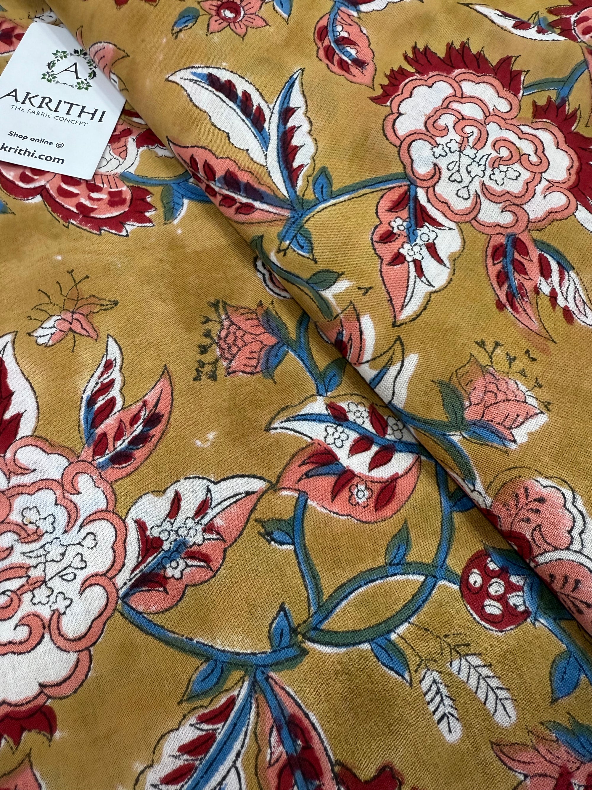 Hand block pure cotton fabric