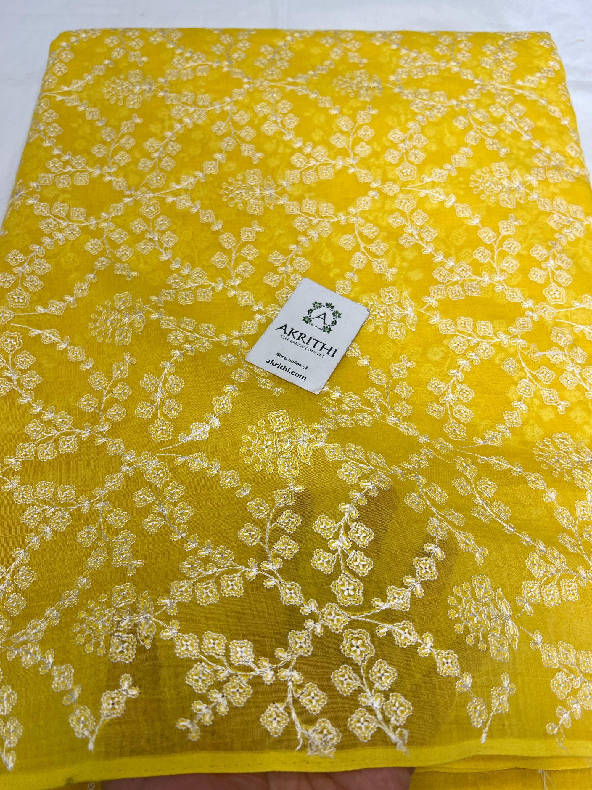 HANDLOOM MUL CHANDERI EMBROIDERED FABRIC