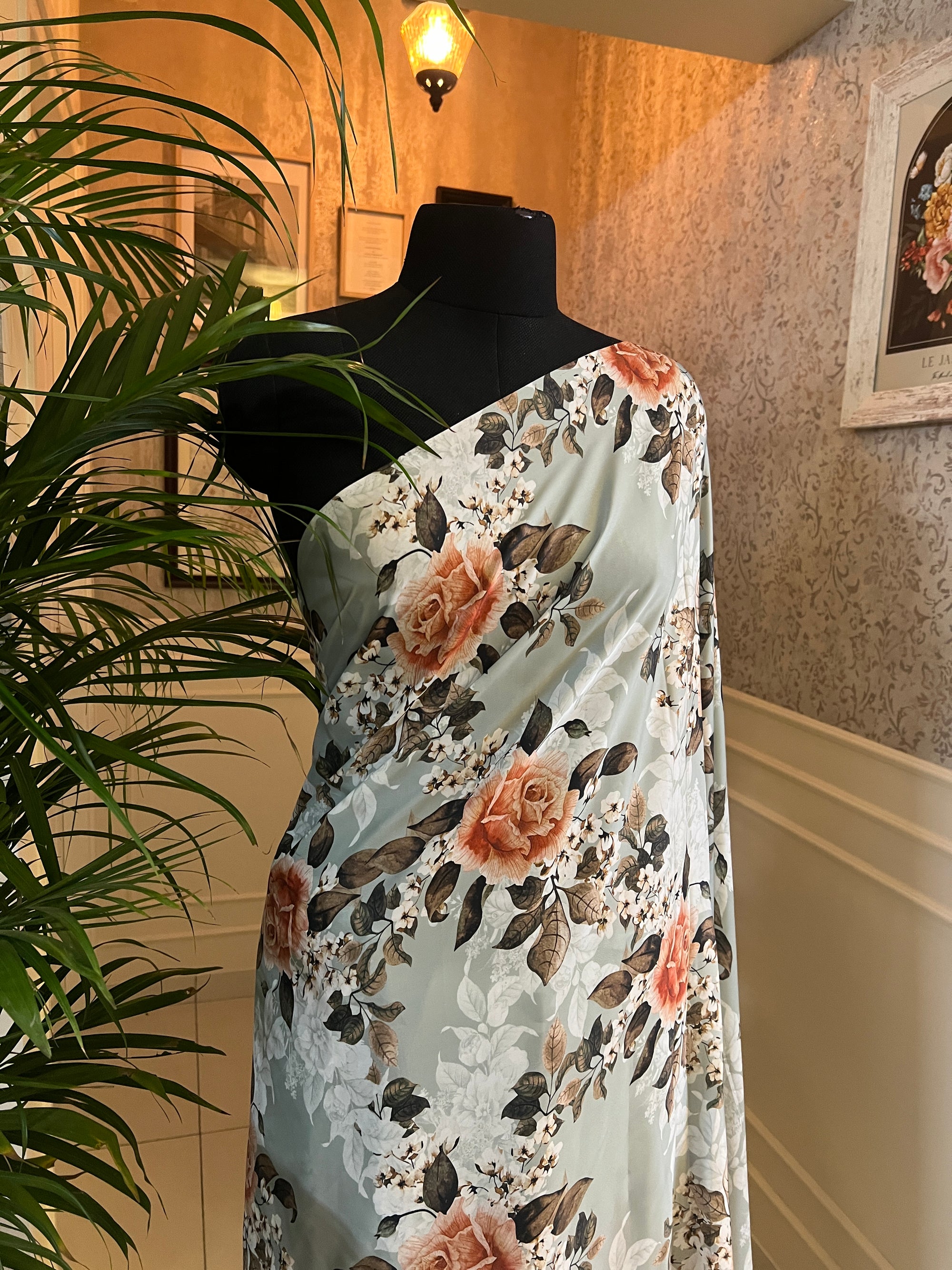 Digital printed modal satin saree