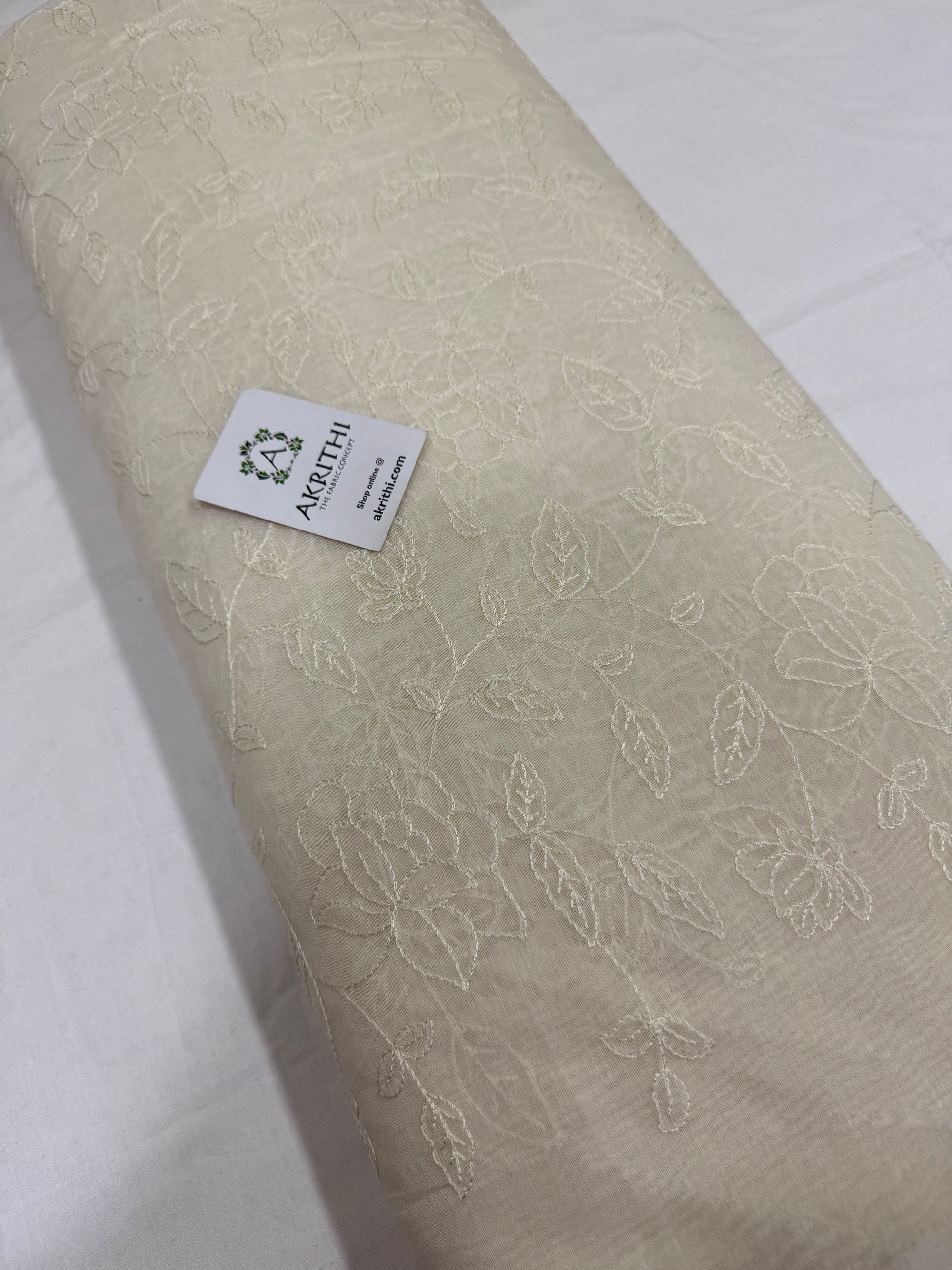 MUL CHANDERI EMBROIDERED FABRIC
