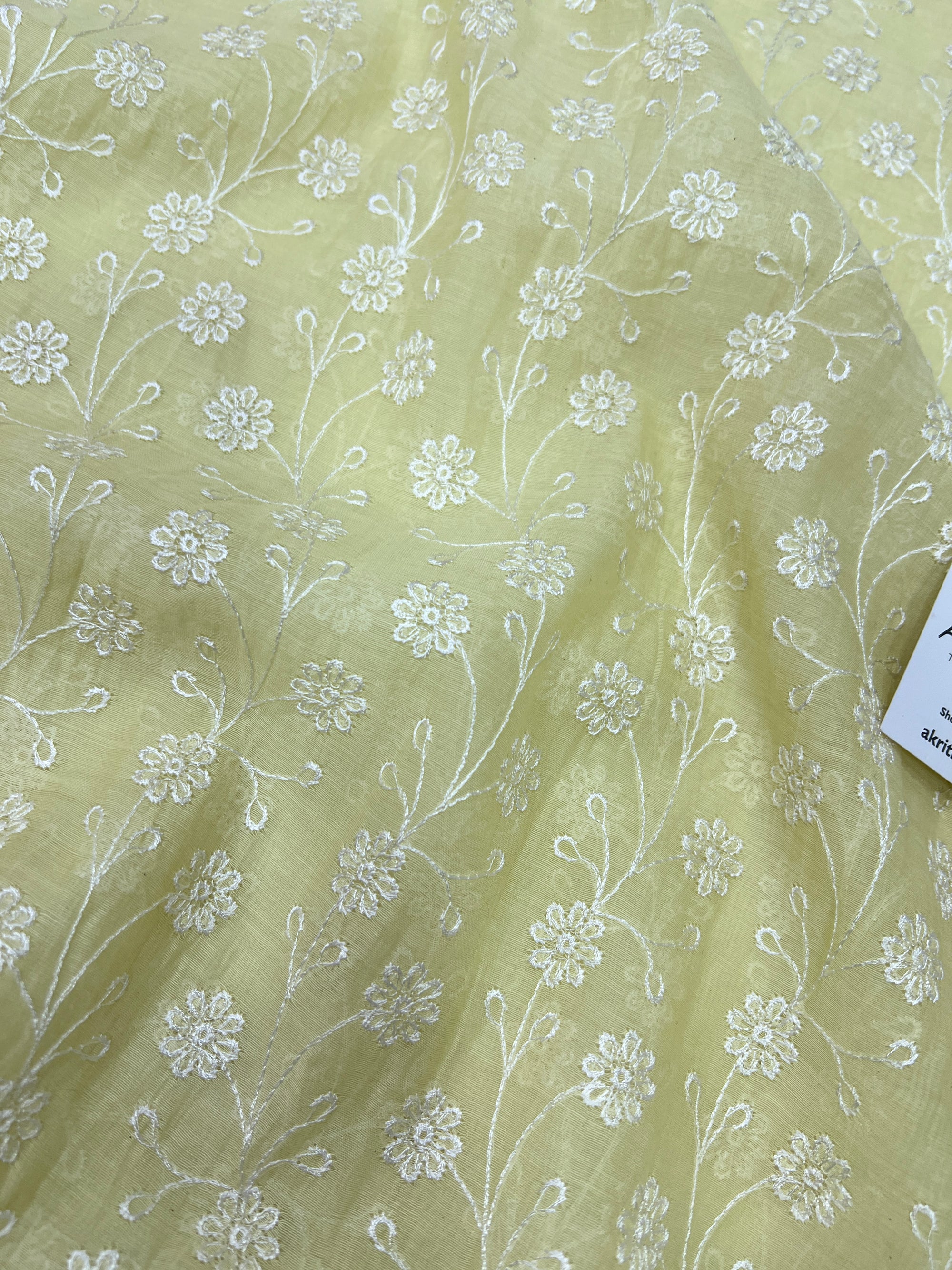 HANDLOOM MUL CHANDERI EMBROIDERED FABRIC