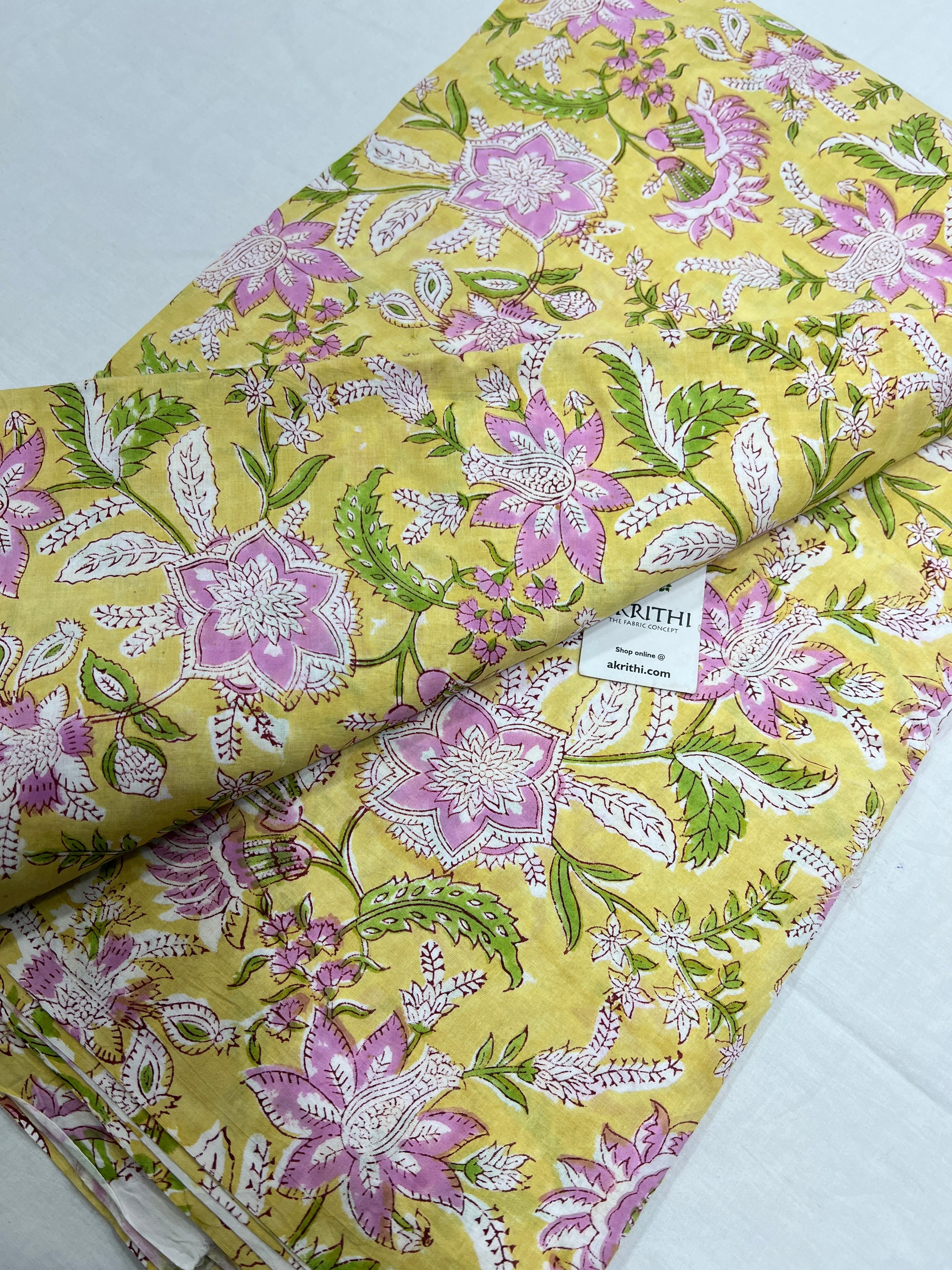 Hand block Printed pure cotton fabric