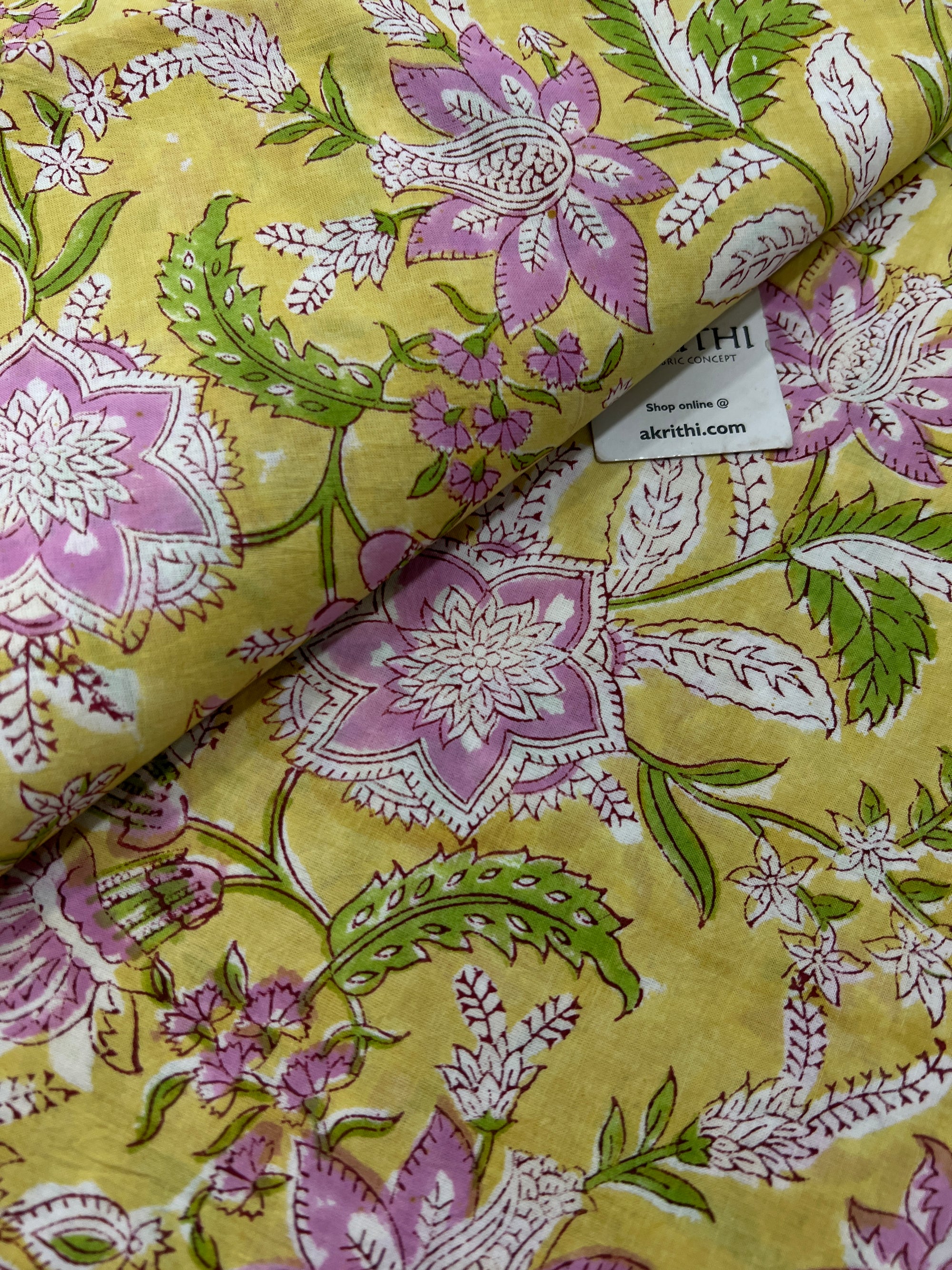 Hand block Printed pure cotton fabric