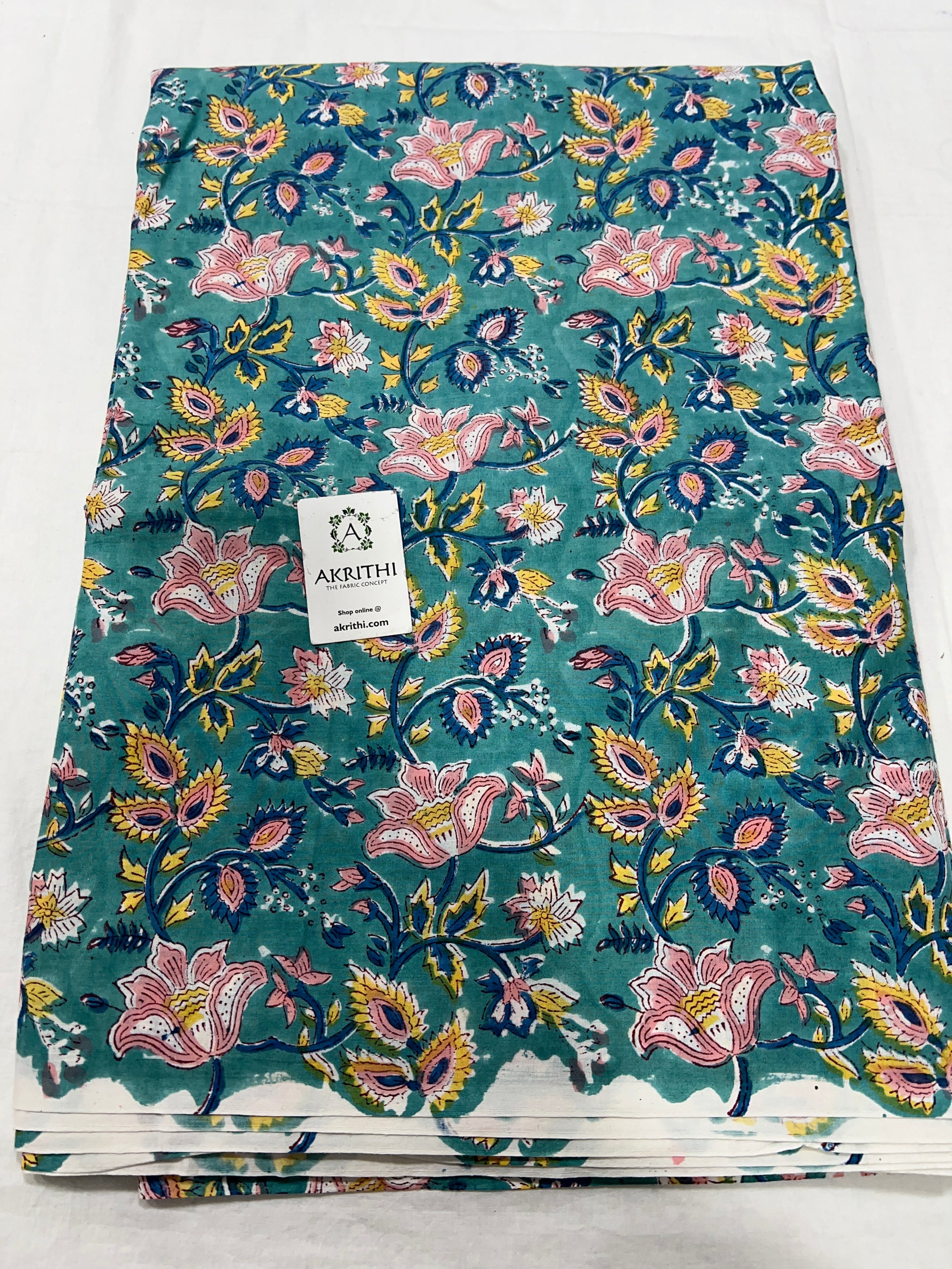 Hand block Printed pure cotton fabric