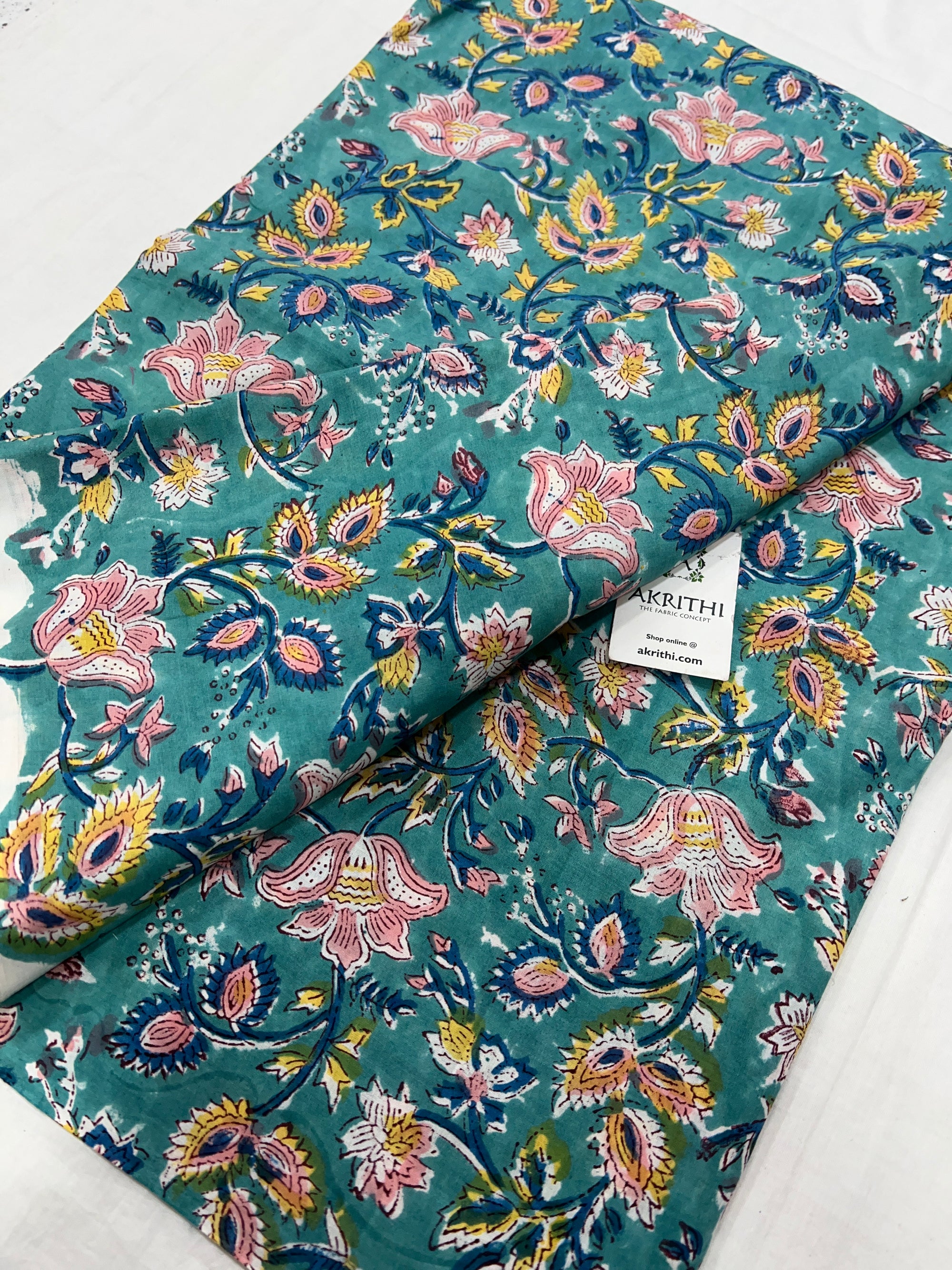 Hand block Printed pure cotton fabric