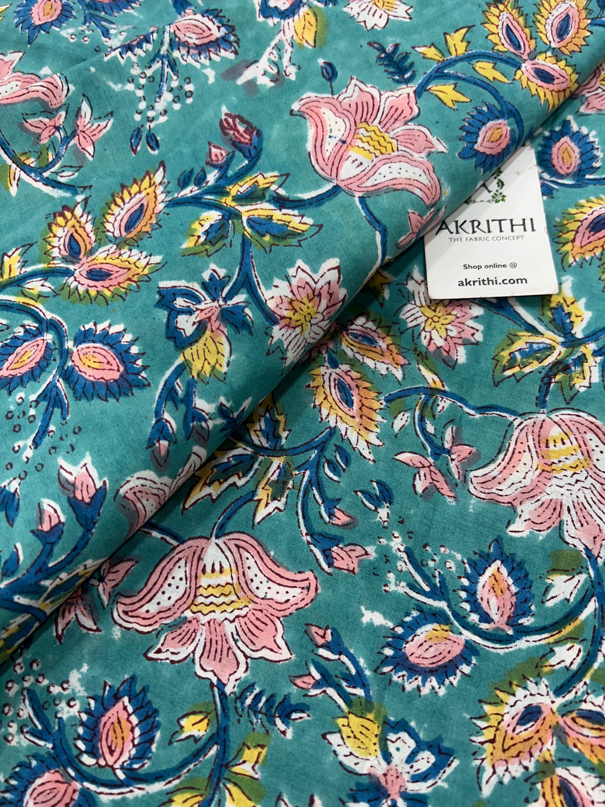 Hand block Printed pure cotton fabric