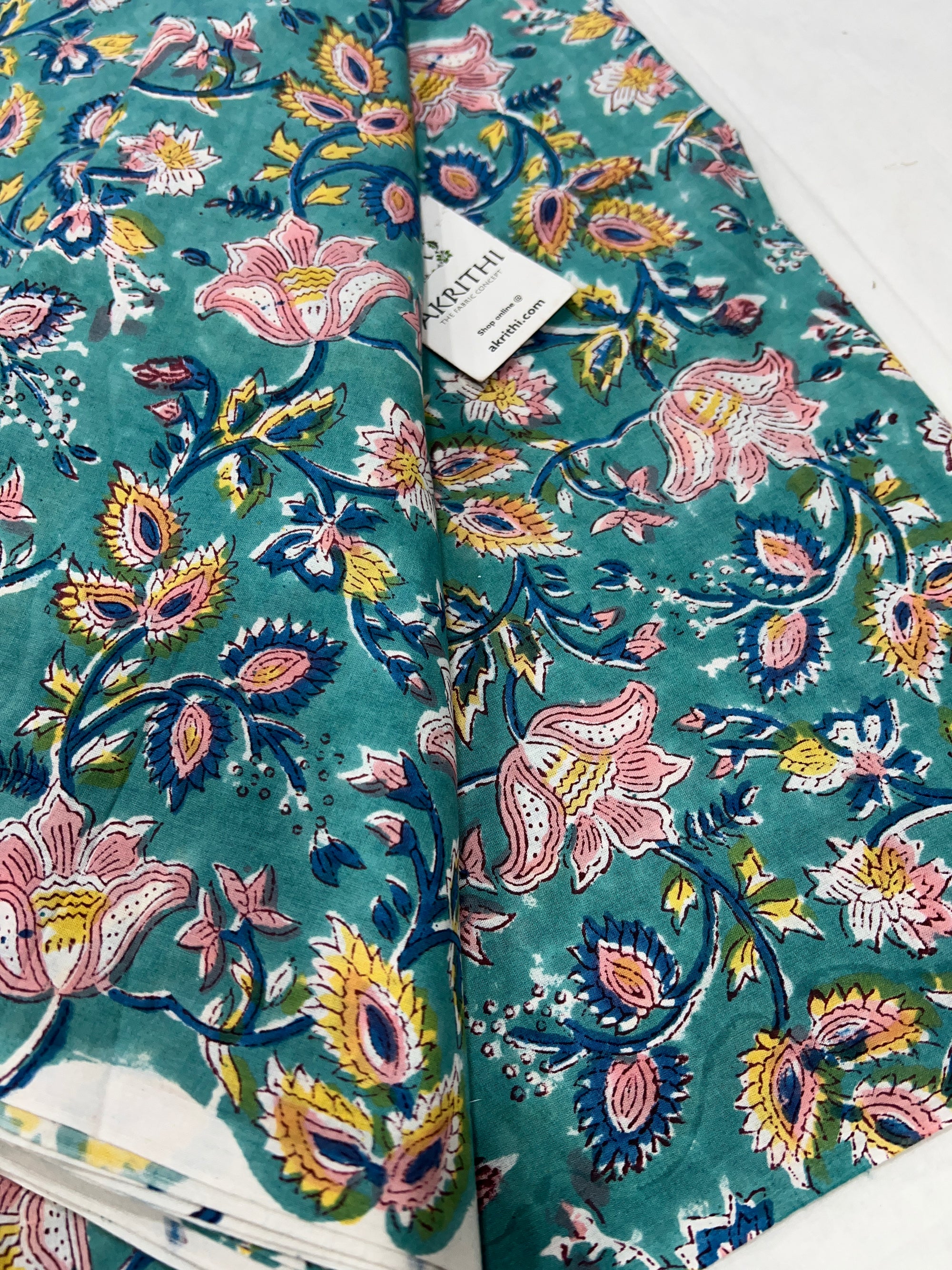 Hand block Printed pure cotton fabric