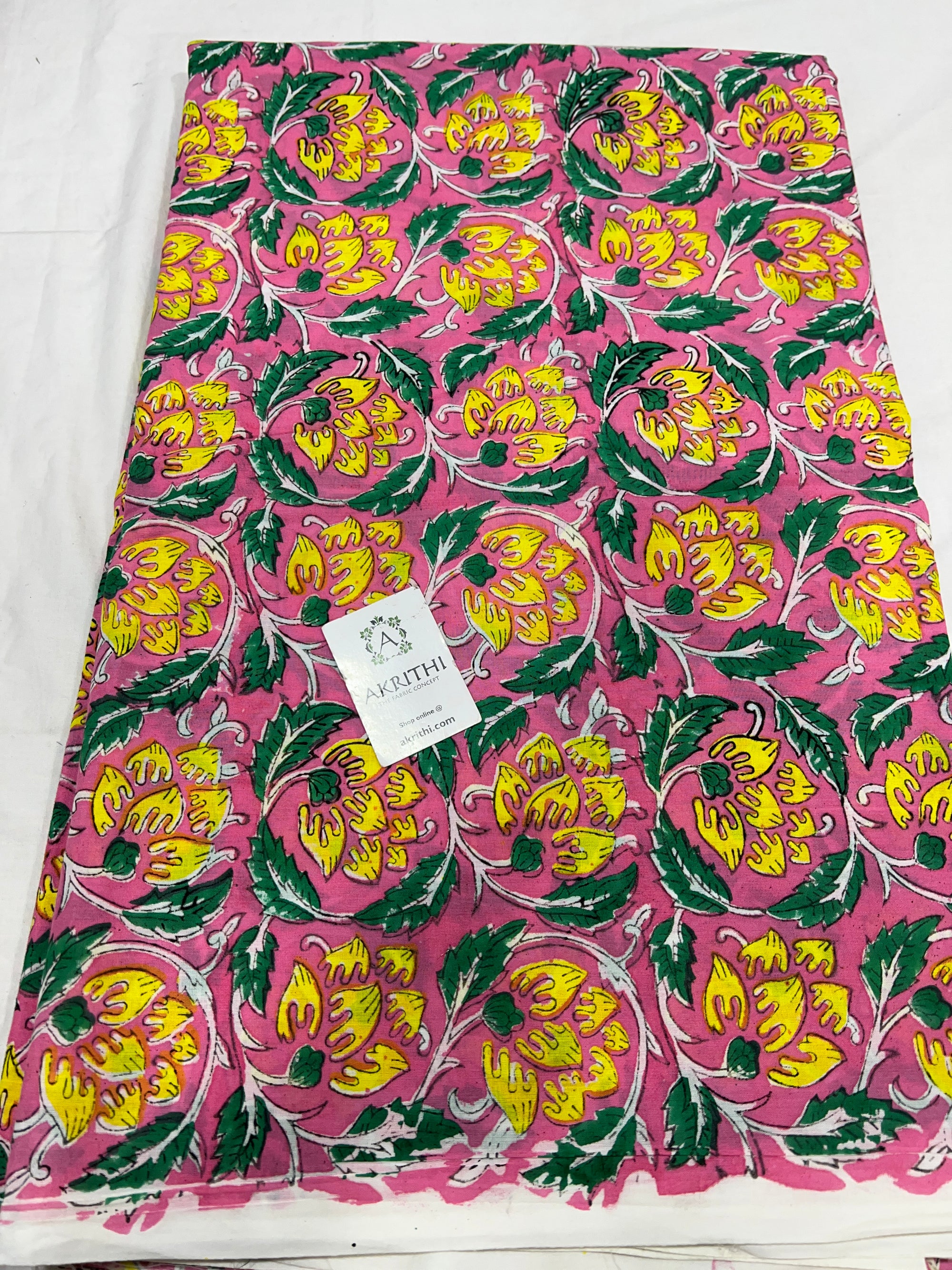 Hand block Printed pure cotton fabric 70 CM CUT