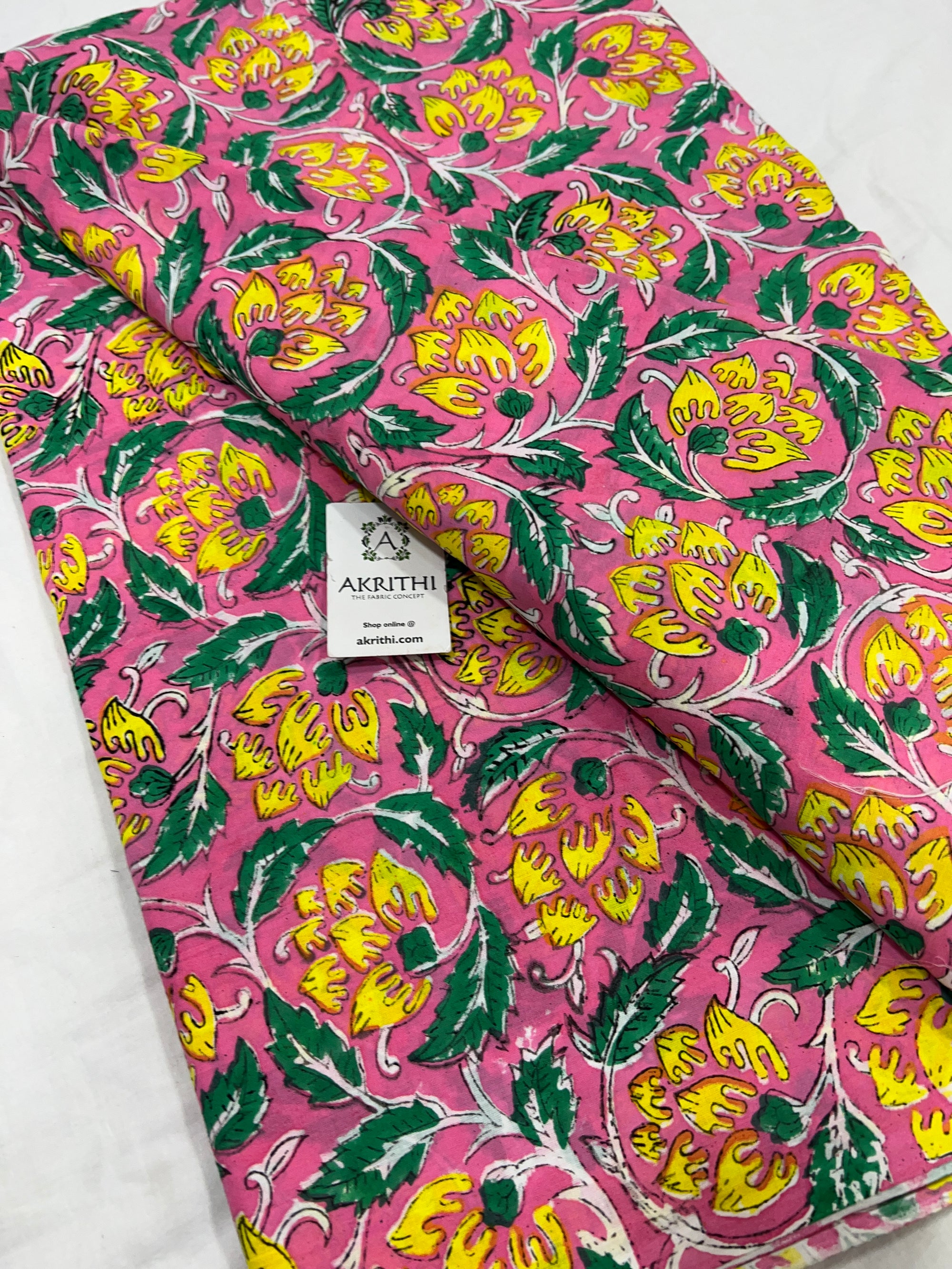 Hand block Printed pure cotton fabric 70 CM CUT