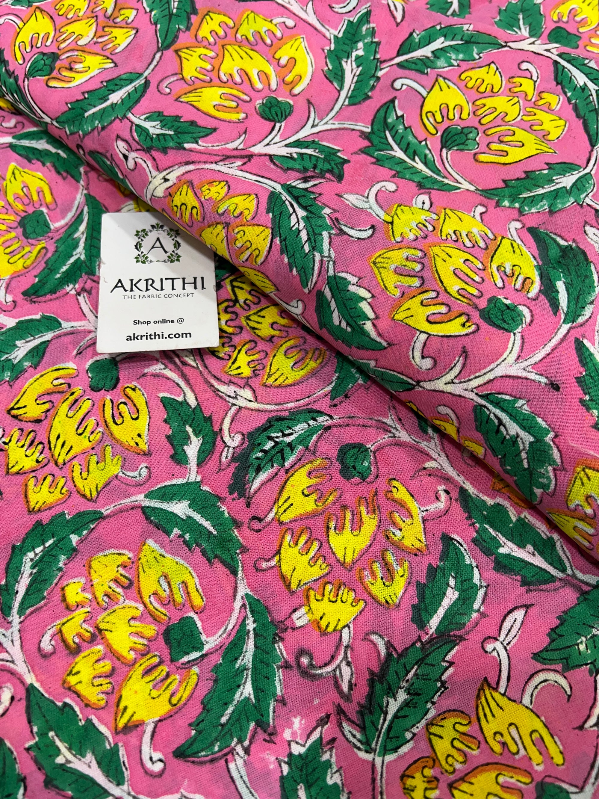Hand block Printed pure cotton fabric 70 CM CUT