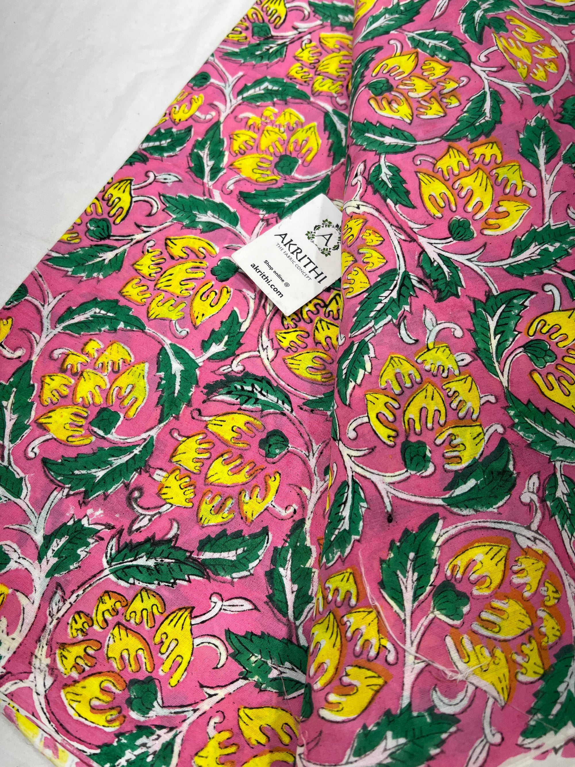 Hand block Printed pure cotton fabric 70 CM CUT
