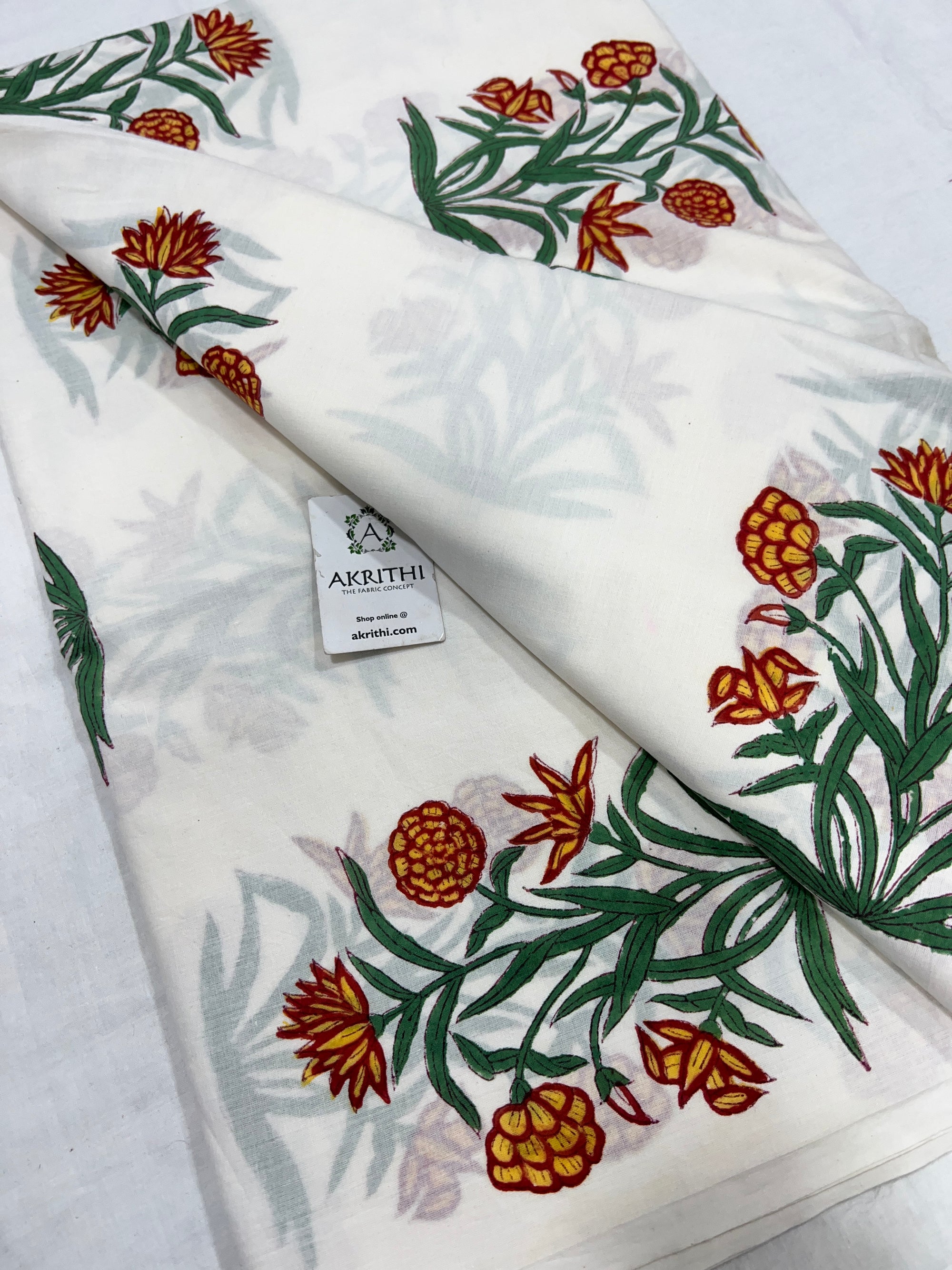 Hand block Printed pure cotton fabric