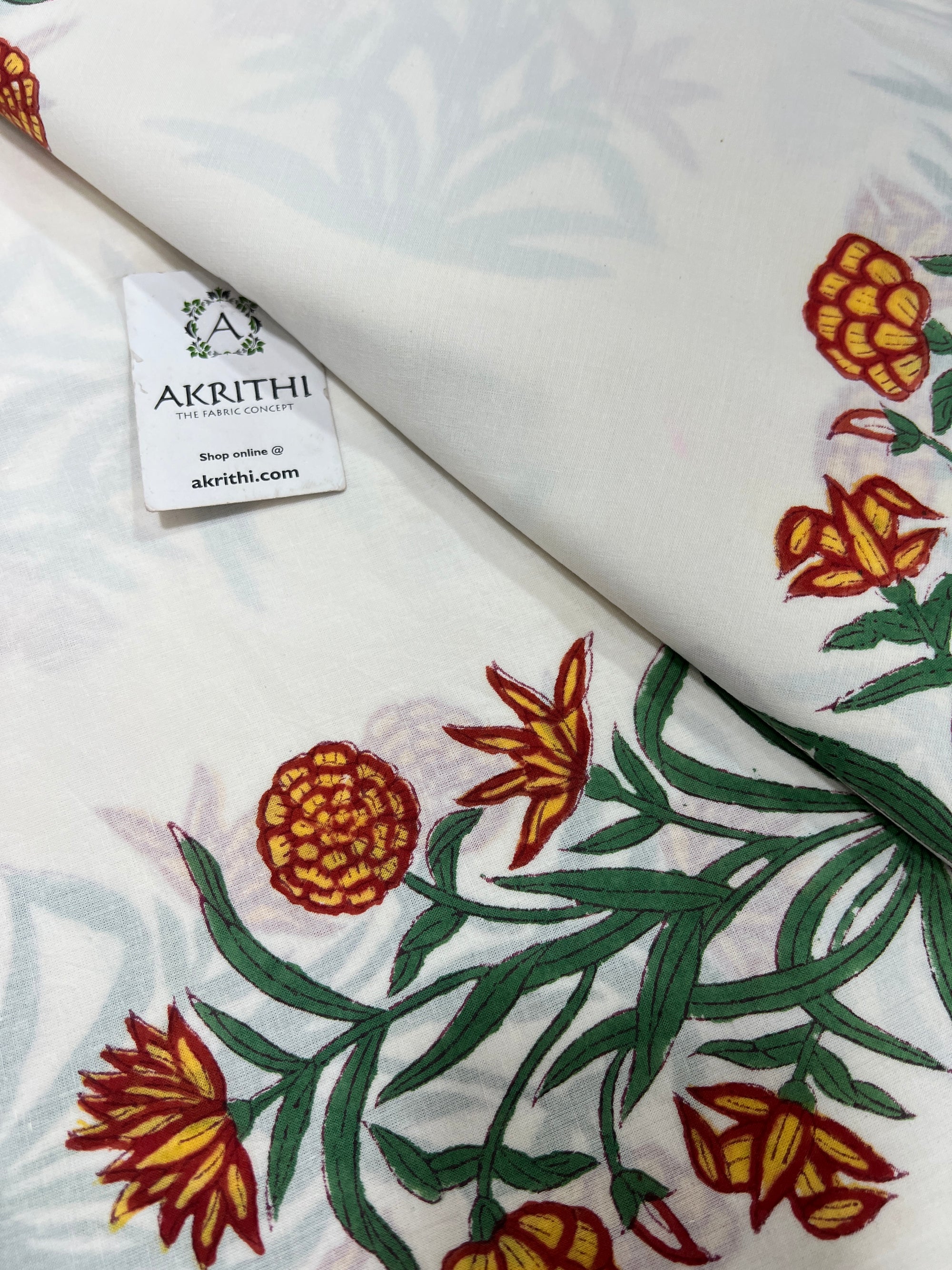 Hand block Printed pure cotton fabric