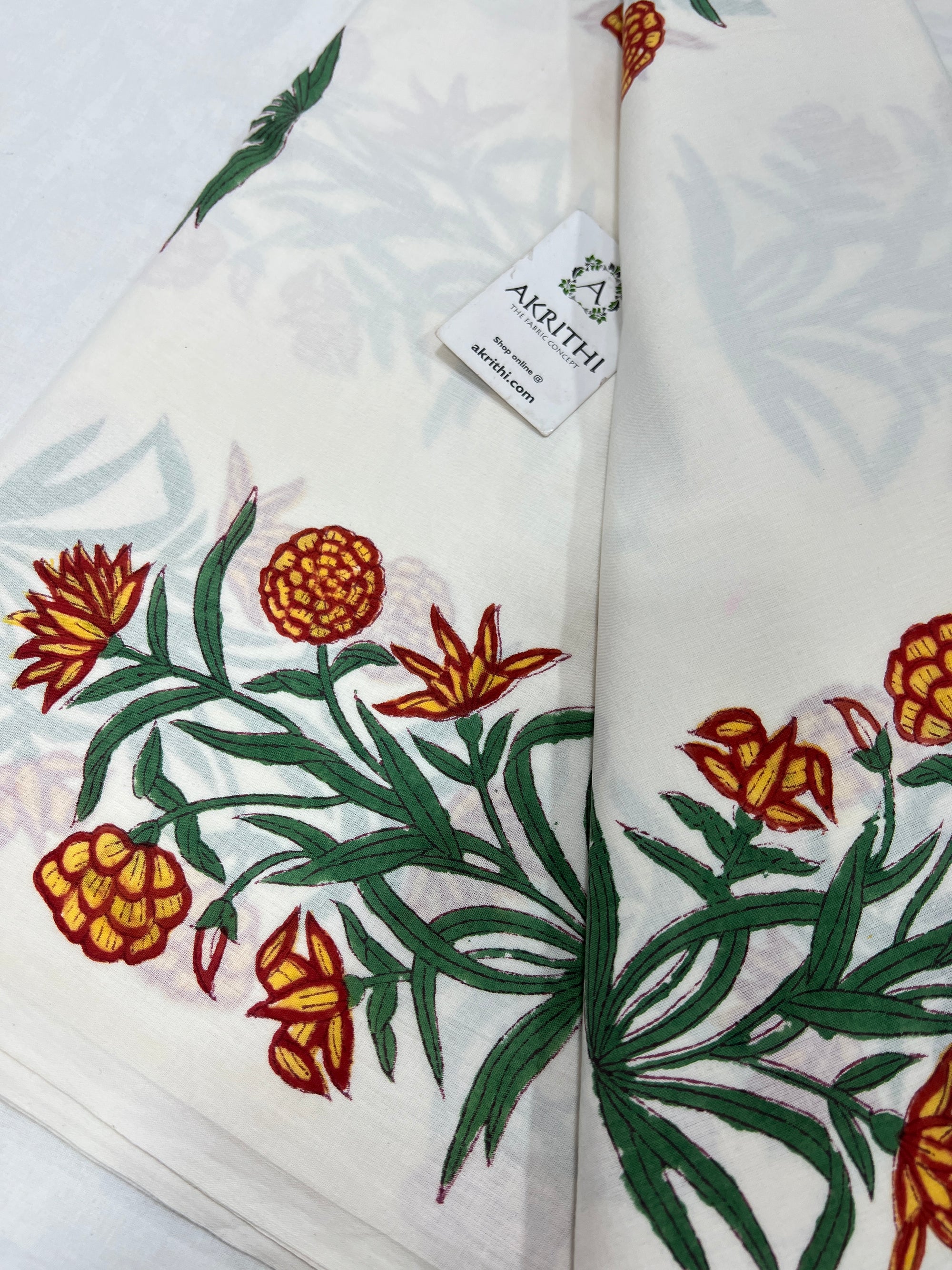 Hand block Printed pure cotton fabric