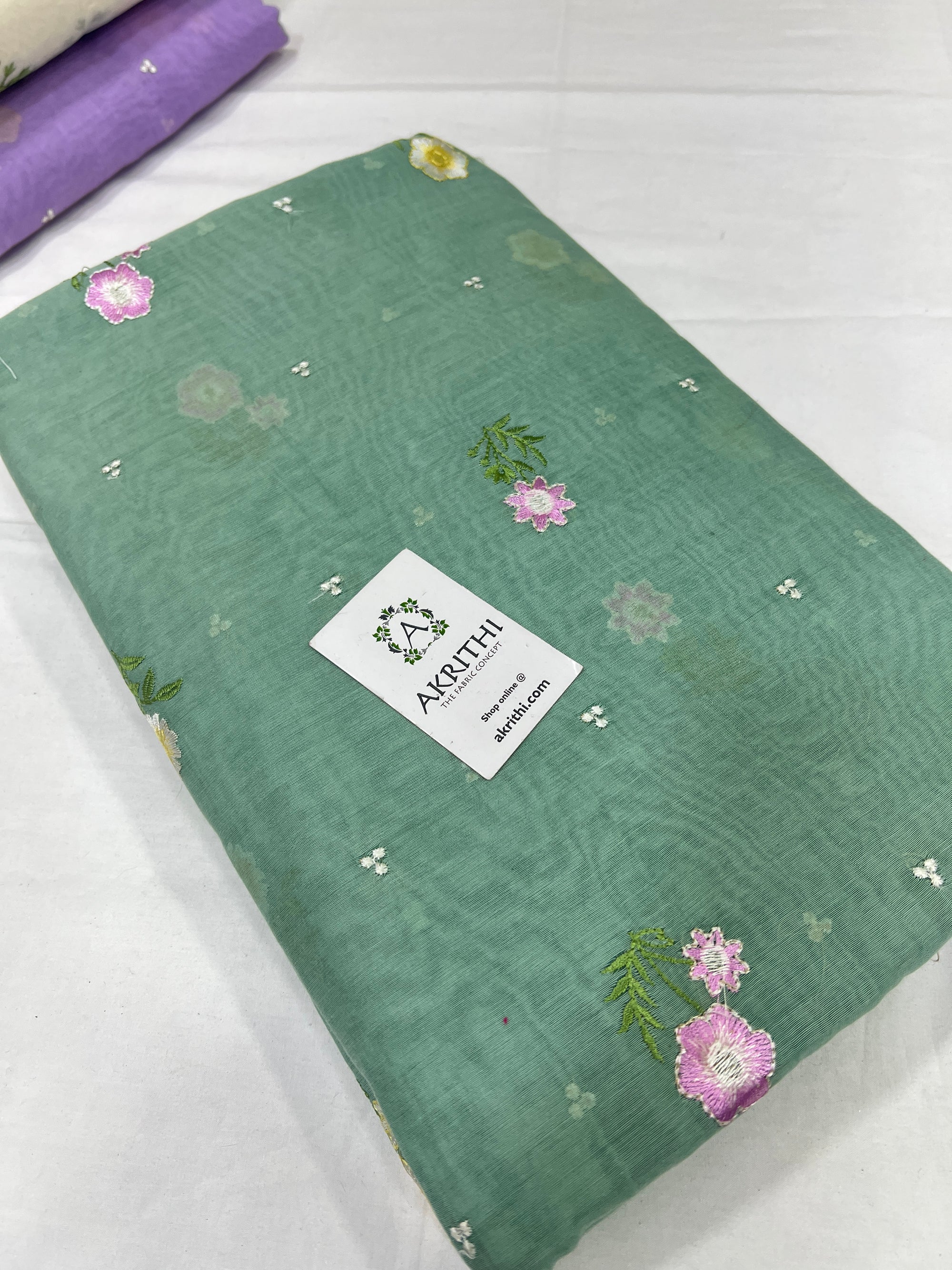 MUL CHANDERI EMBROIDERED FABRIC
