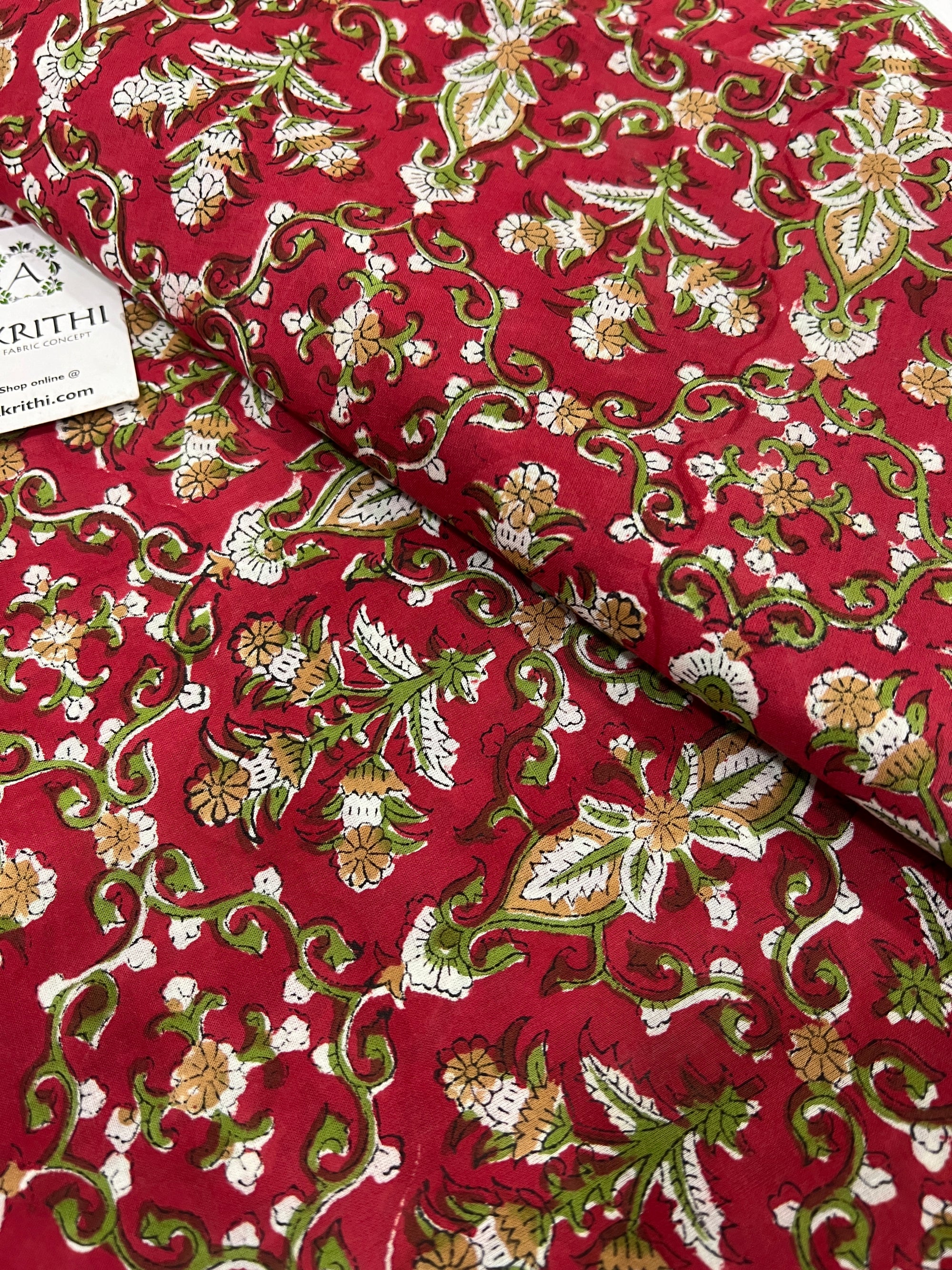 Hand block Printed pure cotton fabric