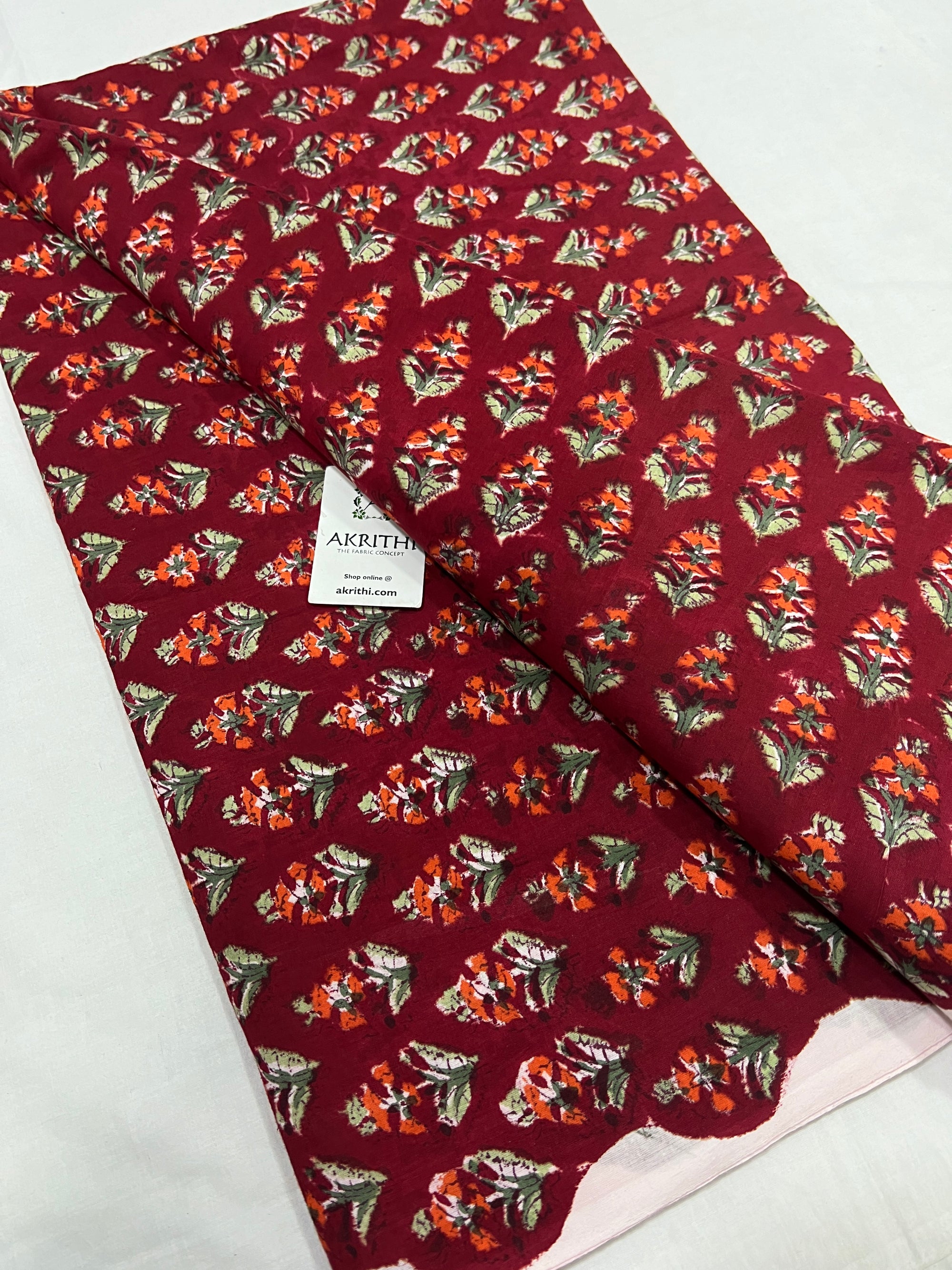 Hand block Printed pure cotton fabric