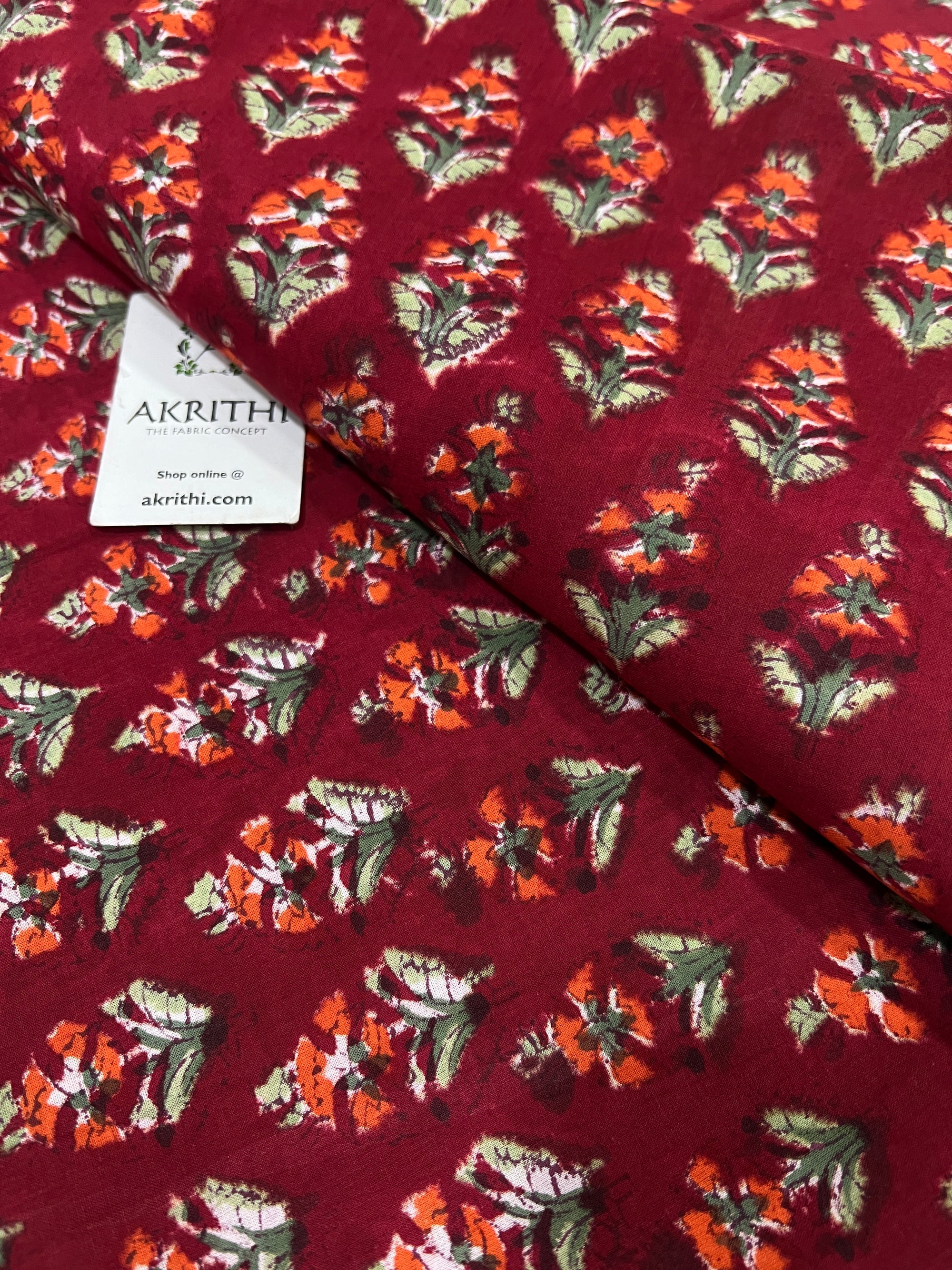 Hand block Printed pure cotton fabric