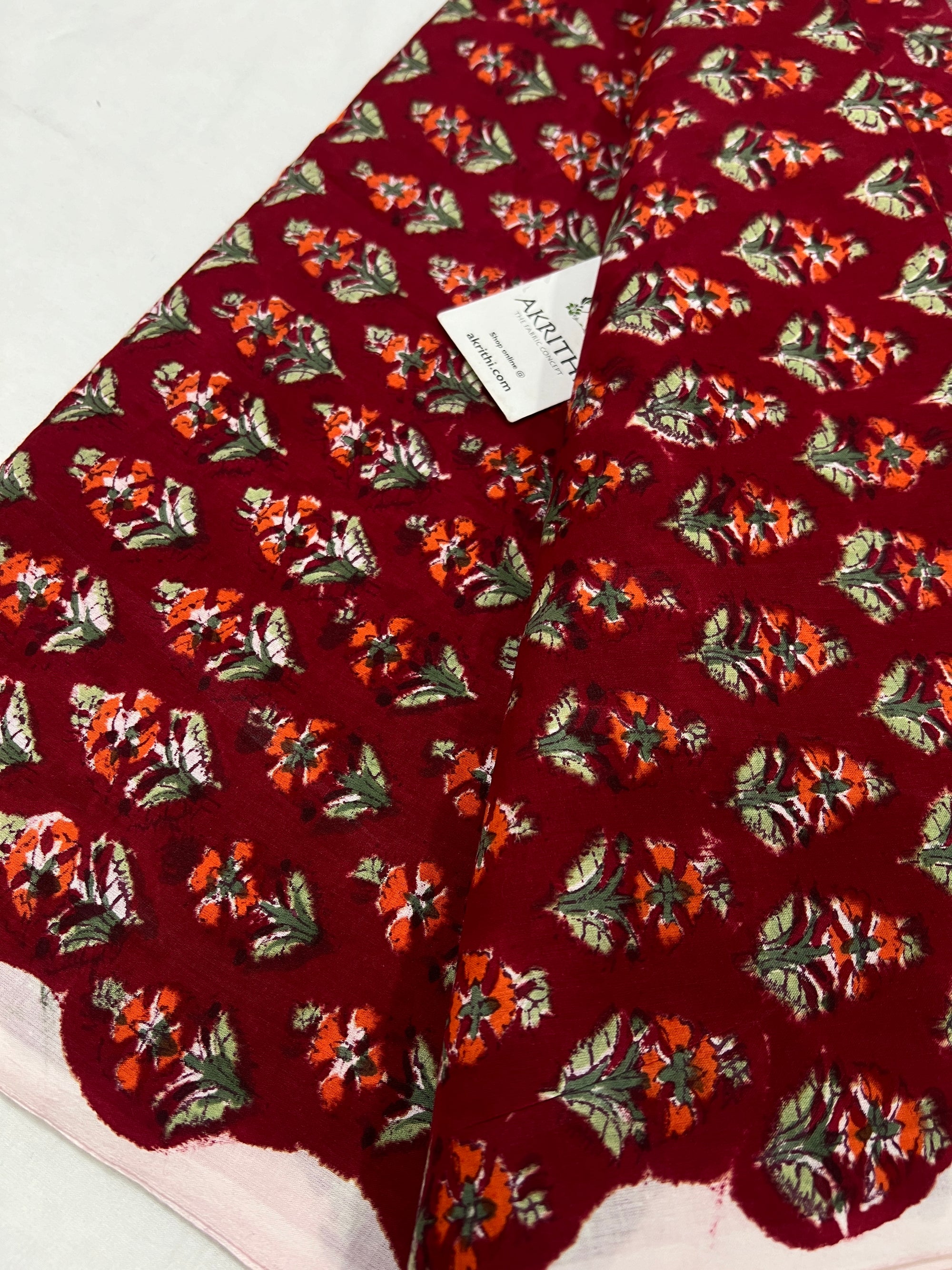 Hand block Printed pure cotton fabric