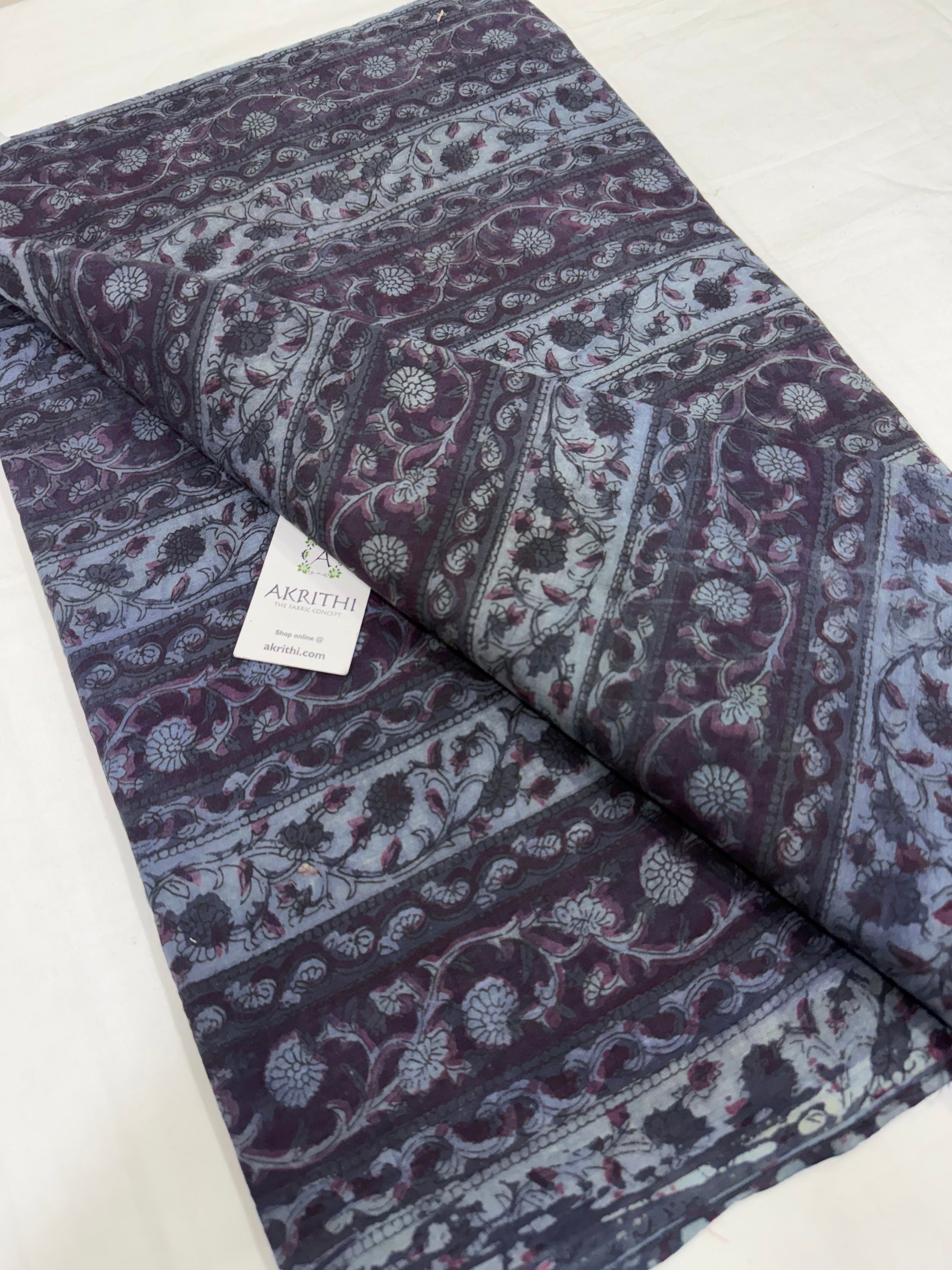 Hand block printed pure cotton fabric