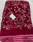 Embroidery on micro velvet fabric