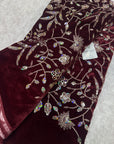 Embroidery on micro velvet fabric