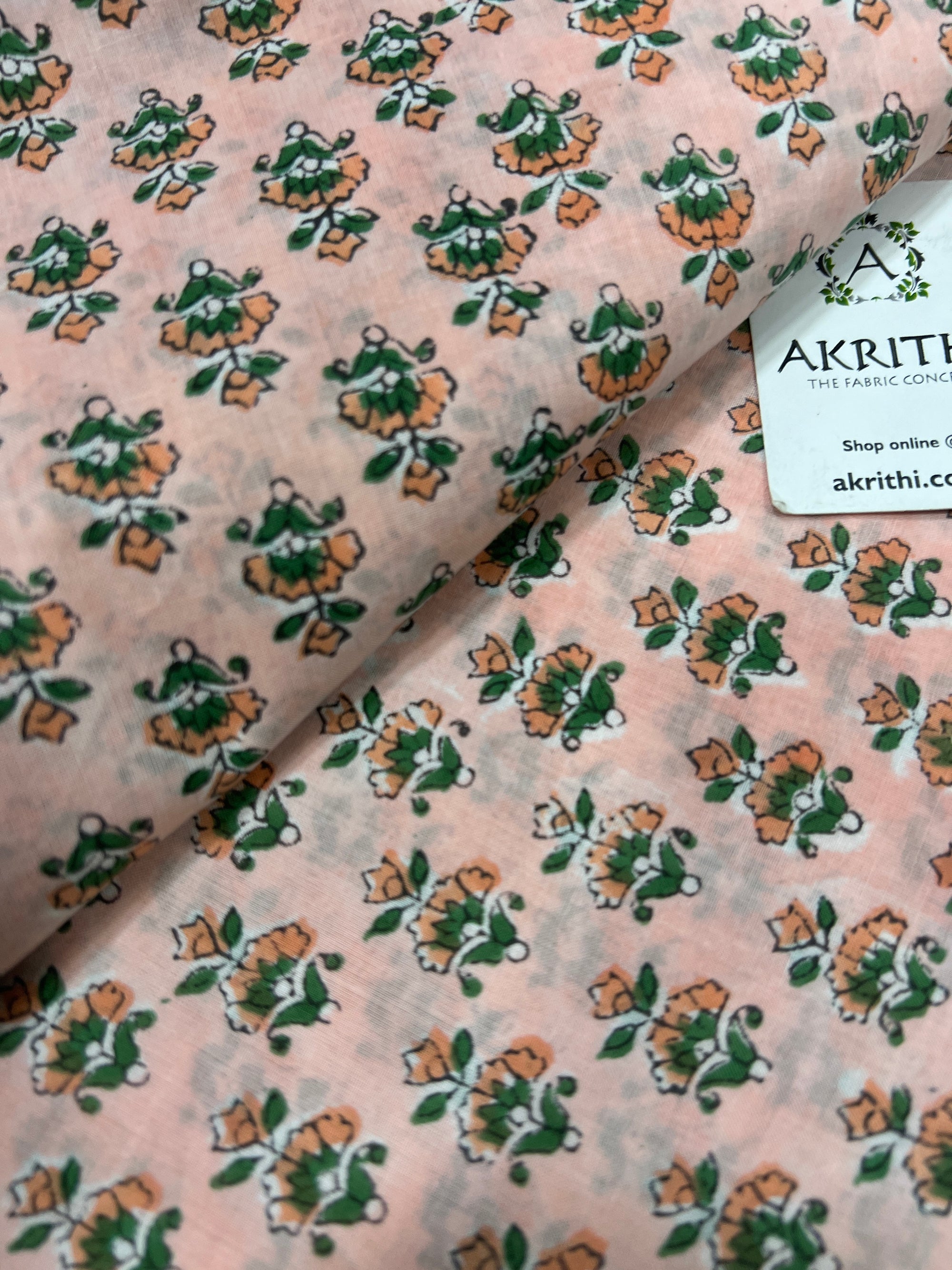 Hand block Printed pure cotton fabric
