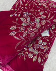 Embroidery on micro velvet fabric