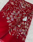 Embroidery on micro velvet fabric