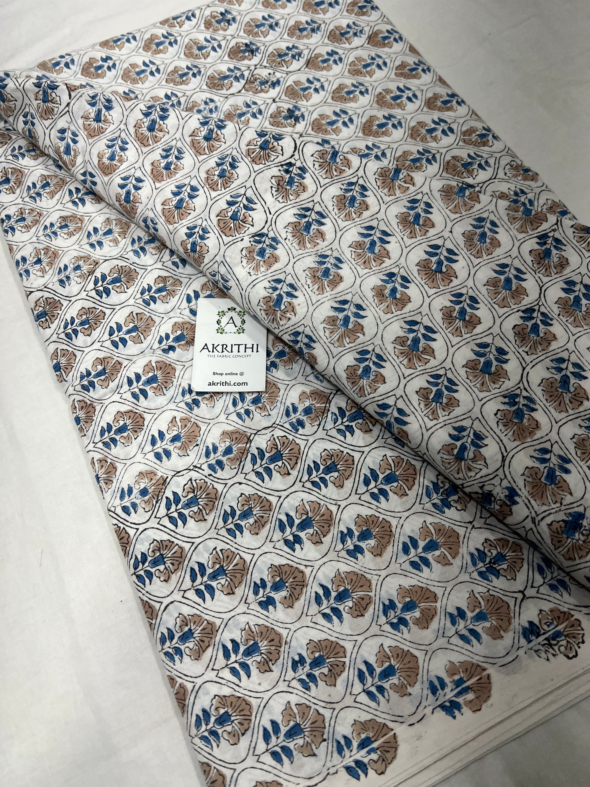 Hand block Printed pure cotton fabric