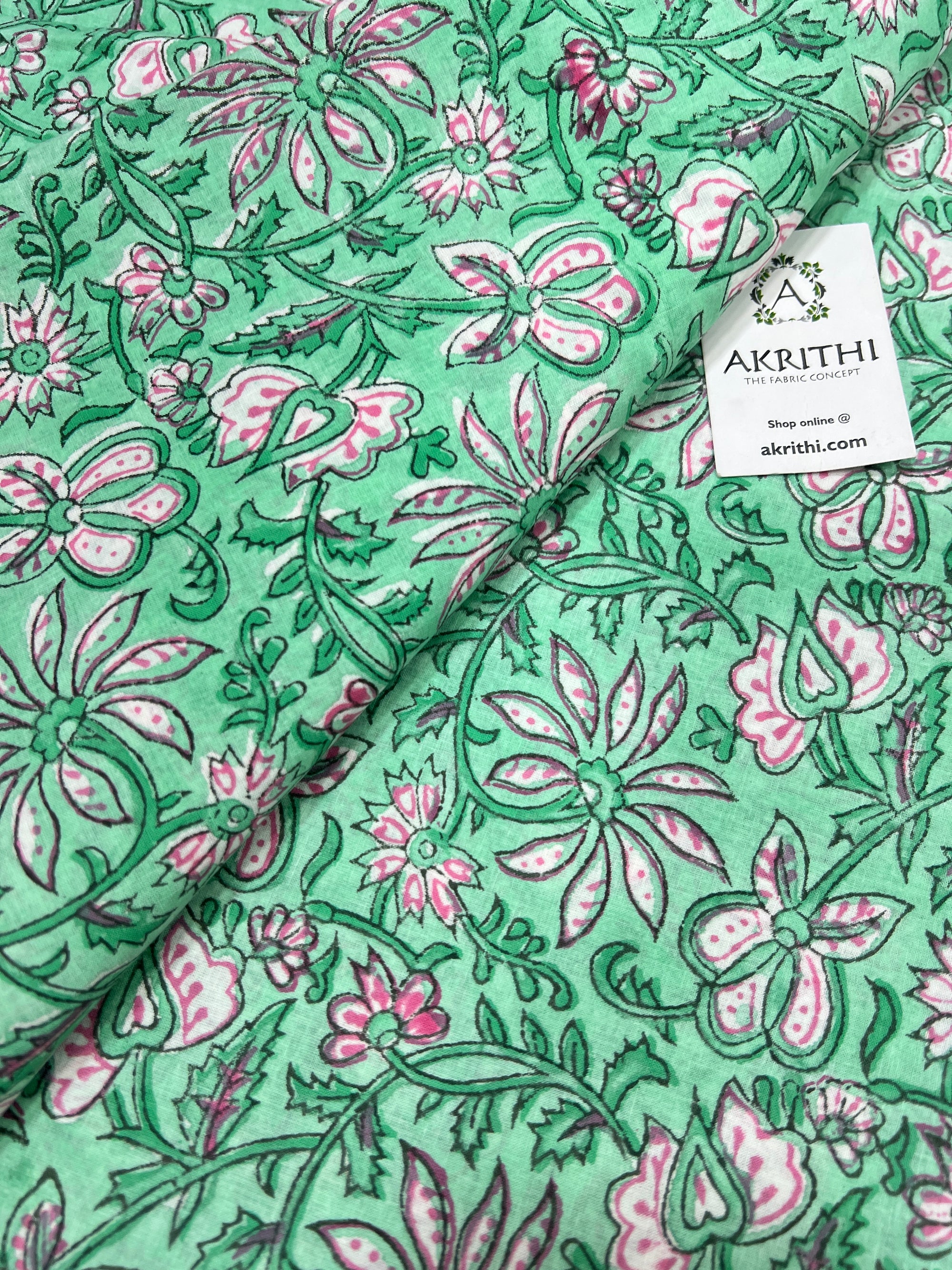 Hand block Printed pure cotton fabric