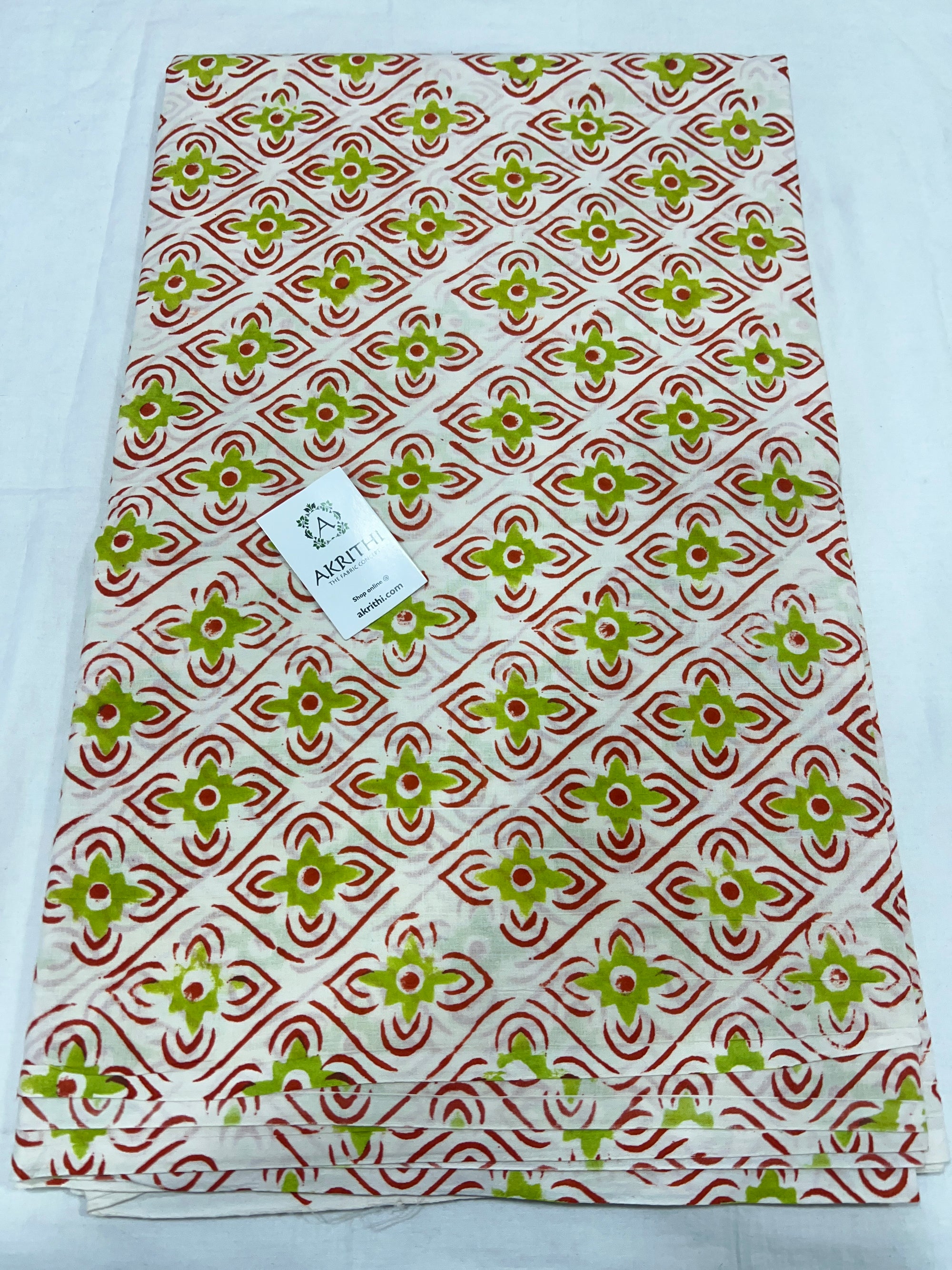 Hand block Printed pure cotton fabric