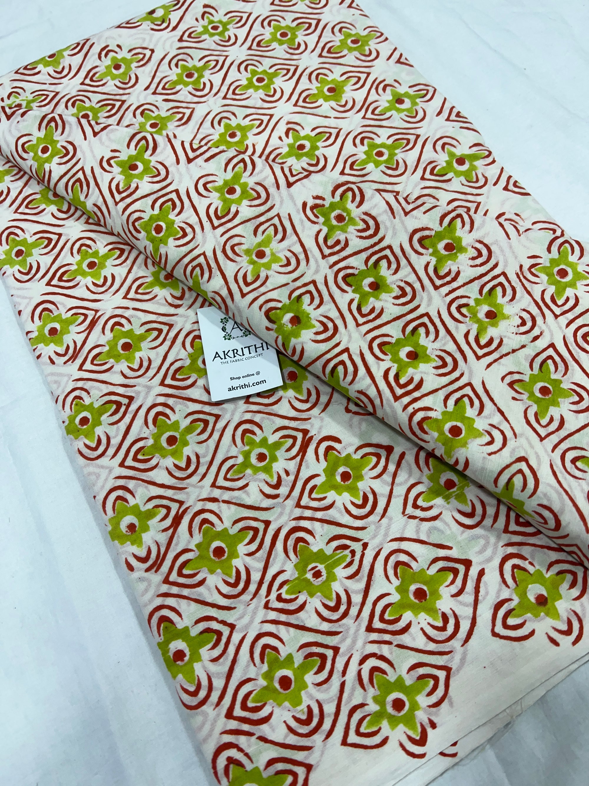 Hand block Printed pure cotton fabric