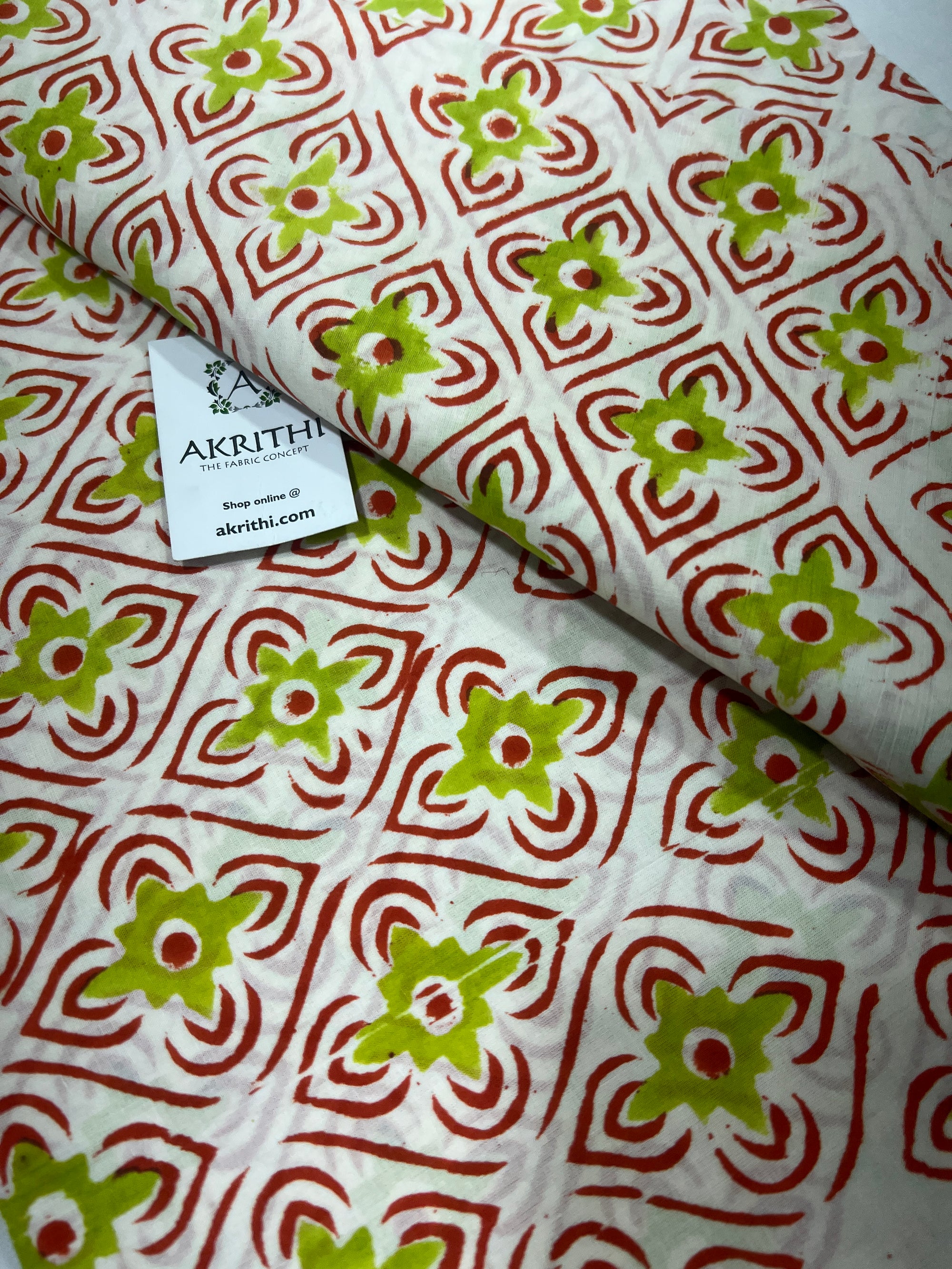 Hand block Printed pure cotton fabric
