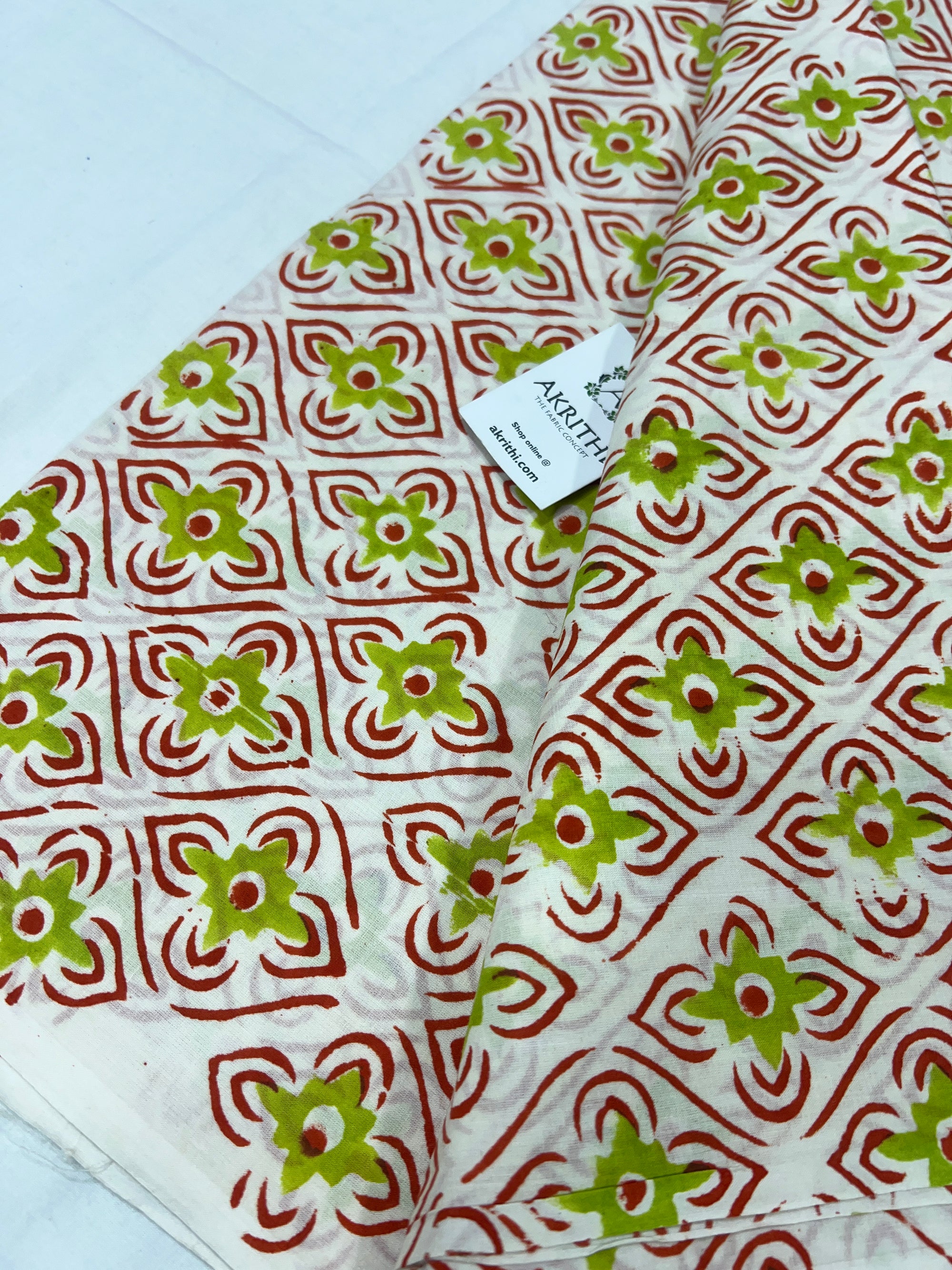 Hand block Printed pure cotton fabric