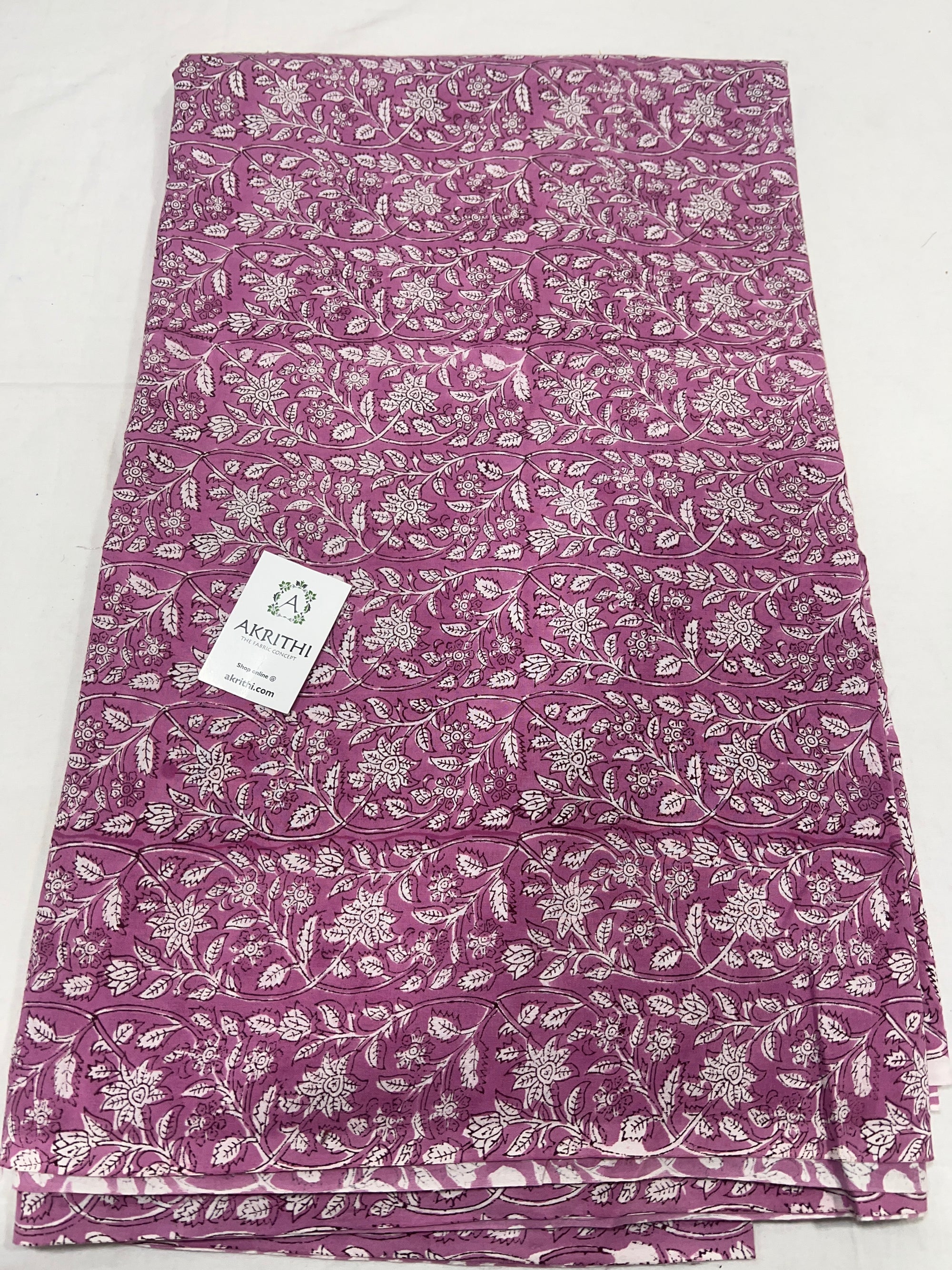 Hand block Printed pure cotton fabric 40 cms cut