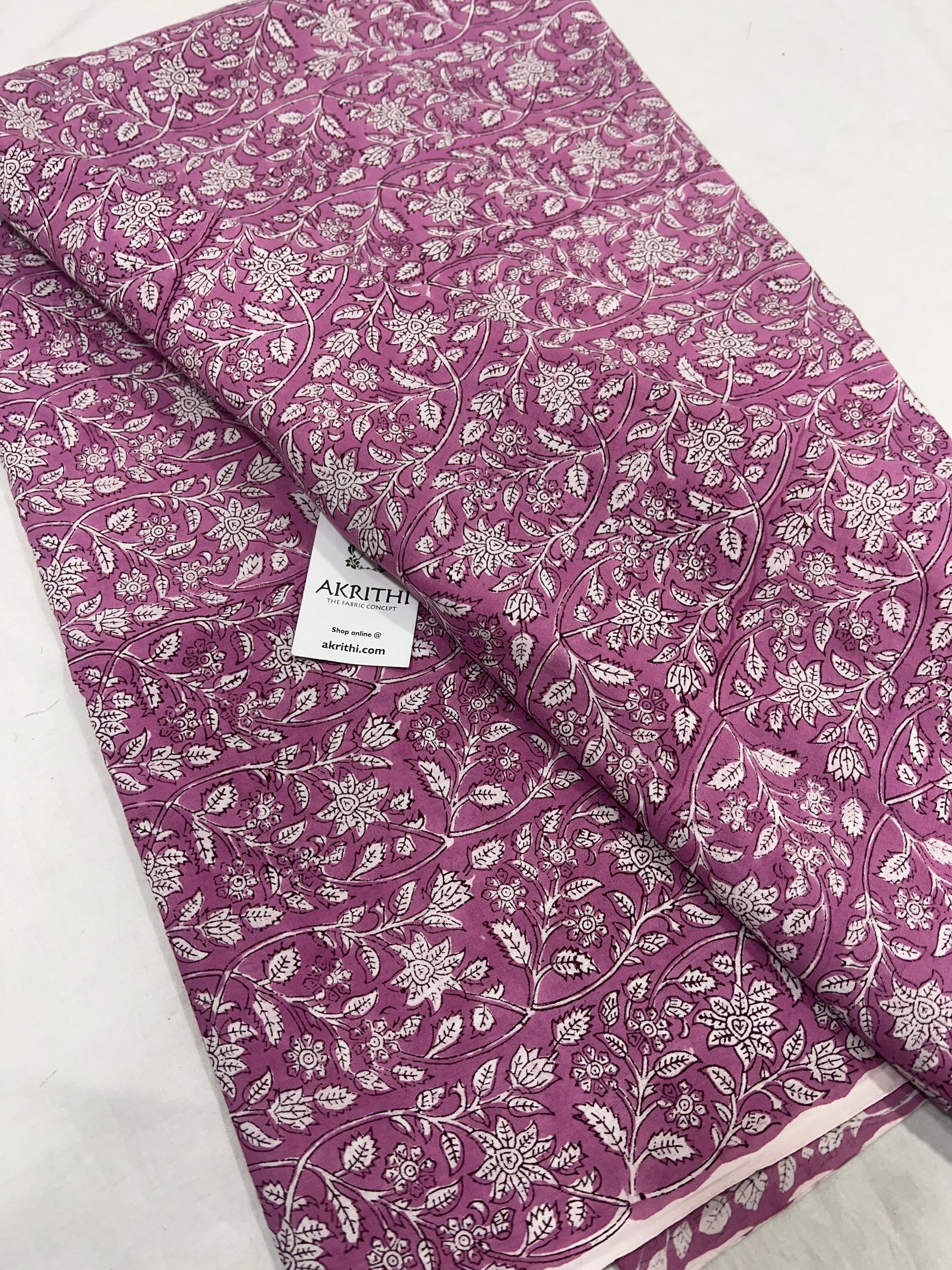 Hand block Printed pure cotton fabric 40 cms cut