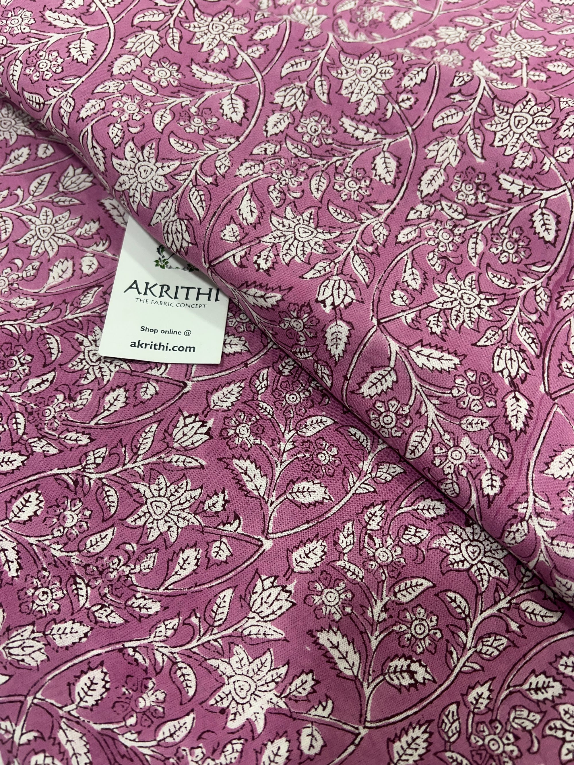 Hand block Printed pure cotton fabric 40 cms cut