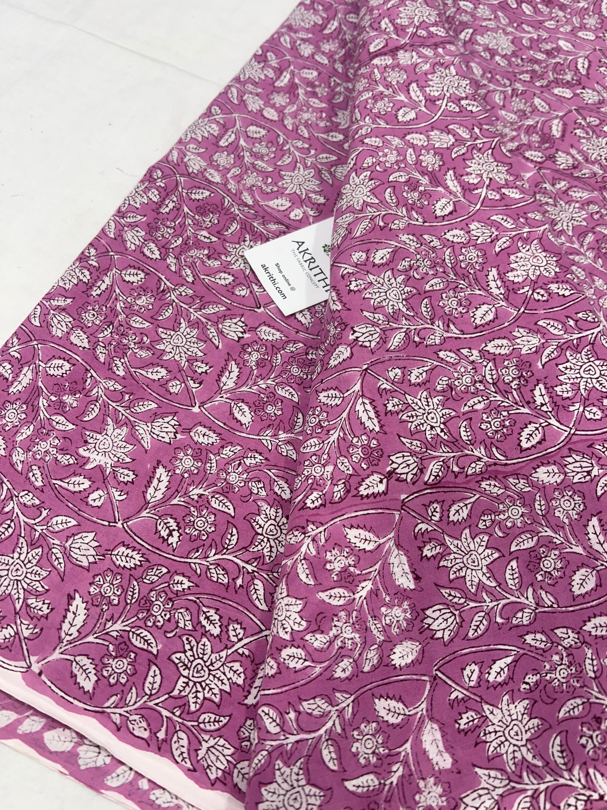 Hand block Printed pure cotton fabric 40 cms cut