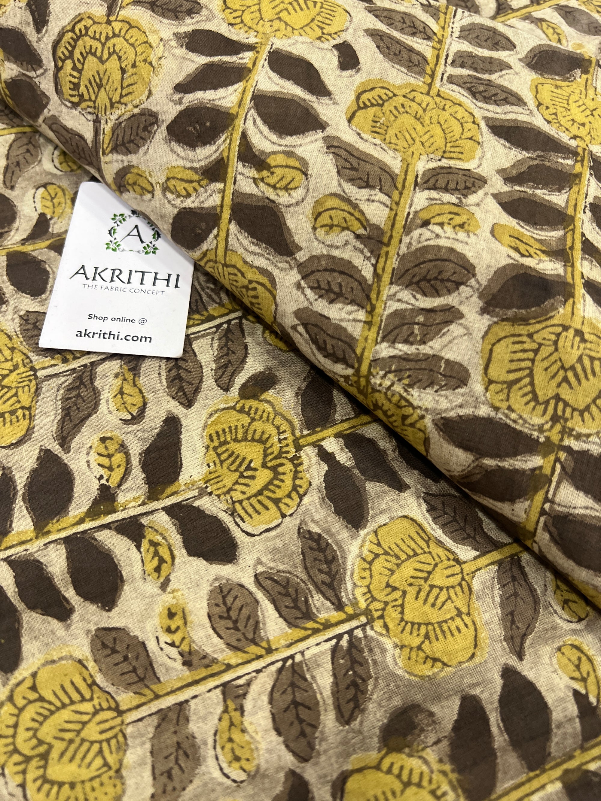 Hand block printed pure cotton fabric