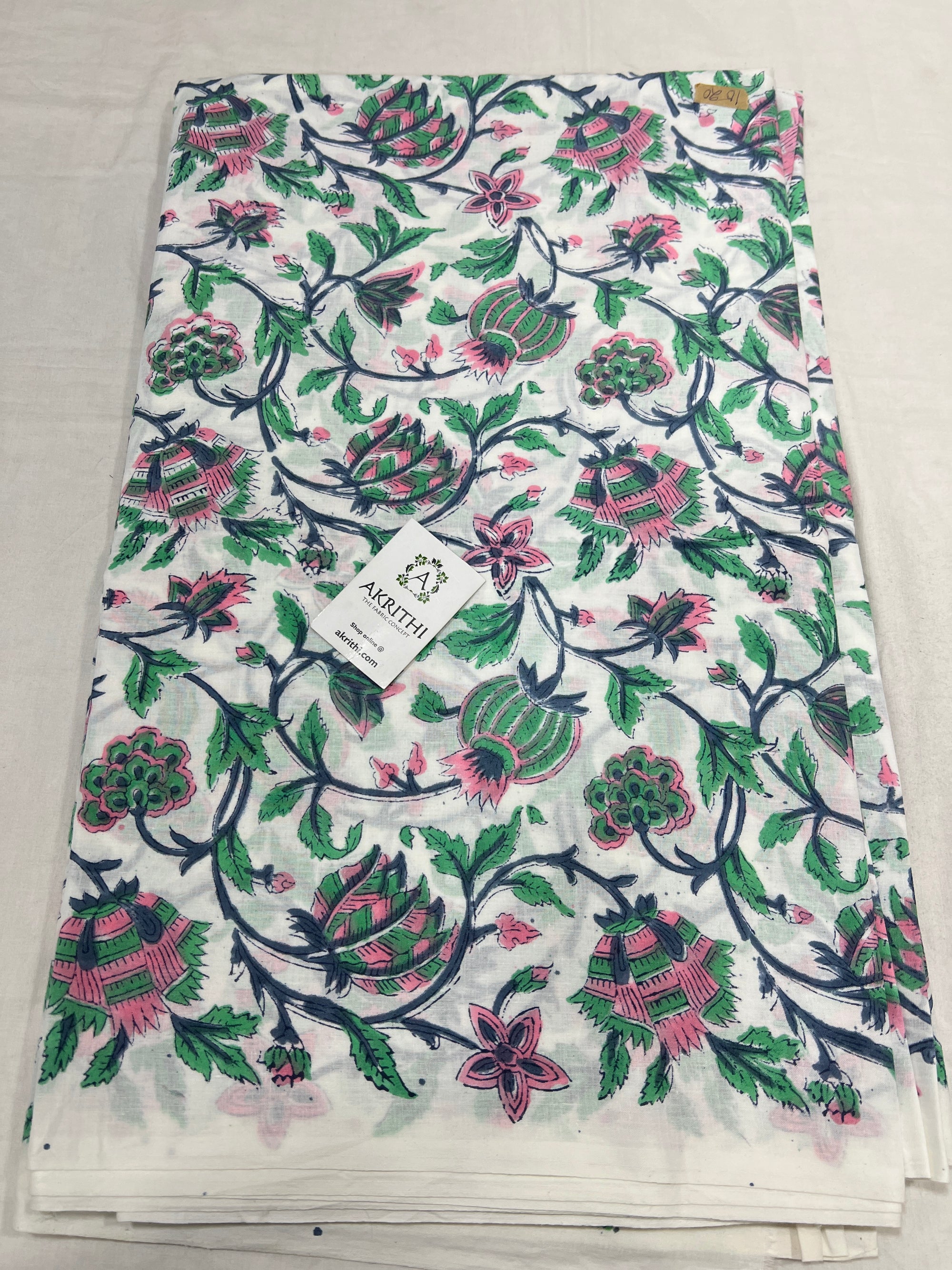 Hand block Printed pure cotton fabric