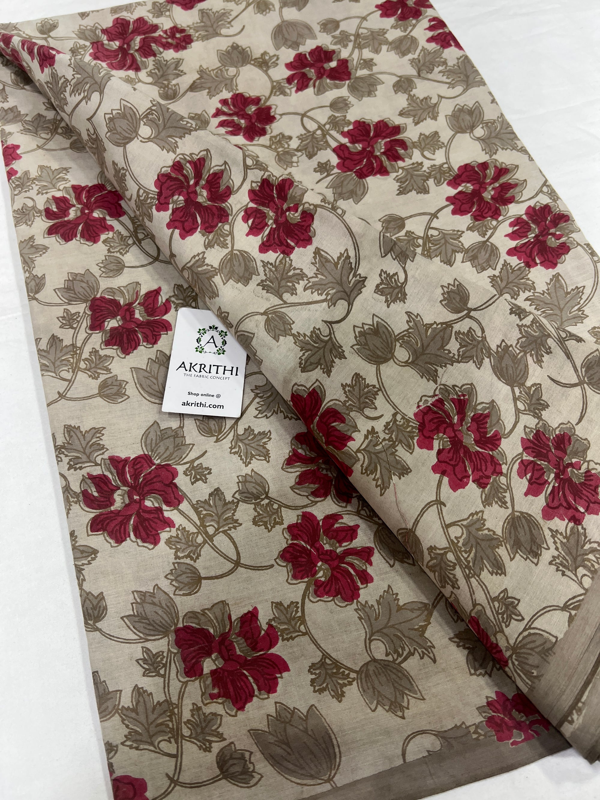 Hand block printed pure cotton fabric