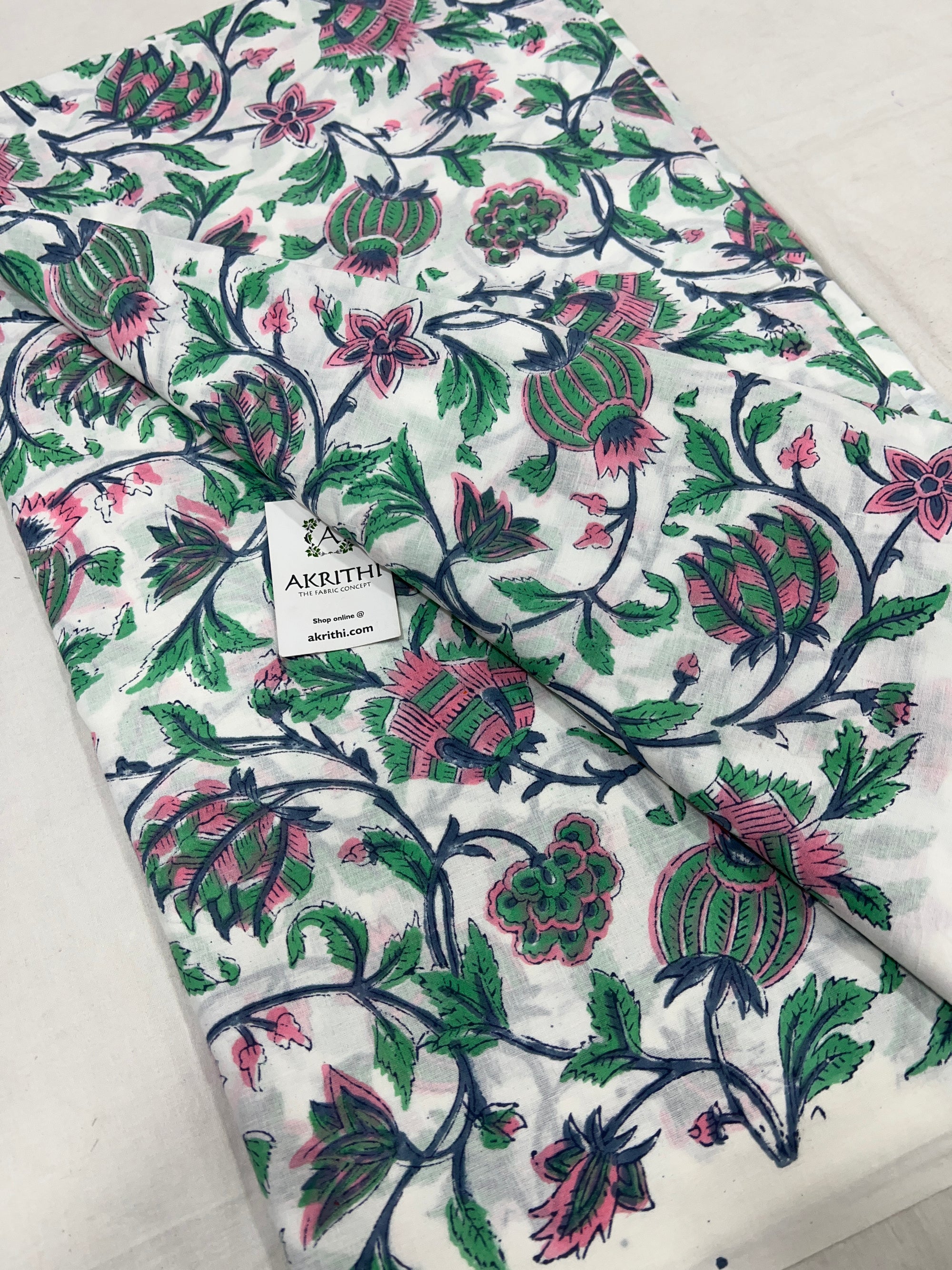 Hand block Printed pure cotton fabric